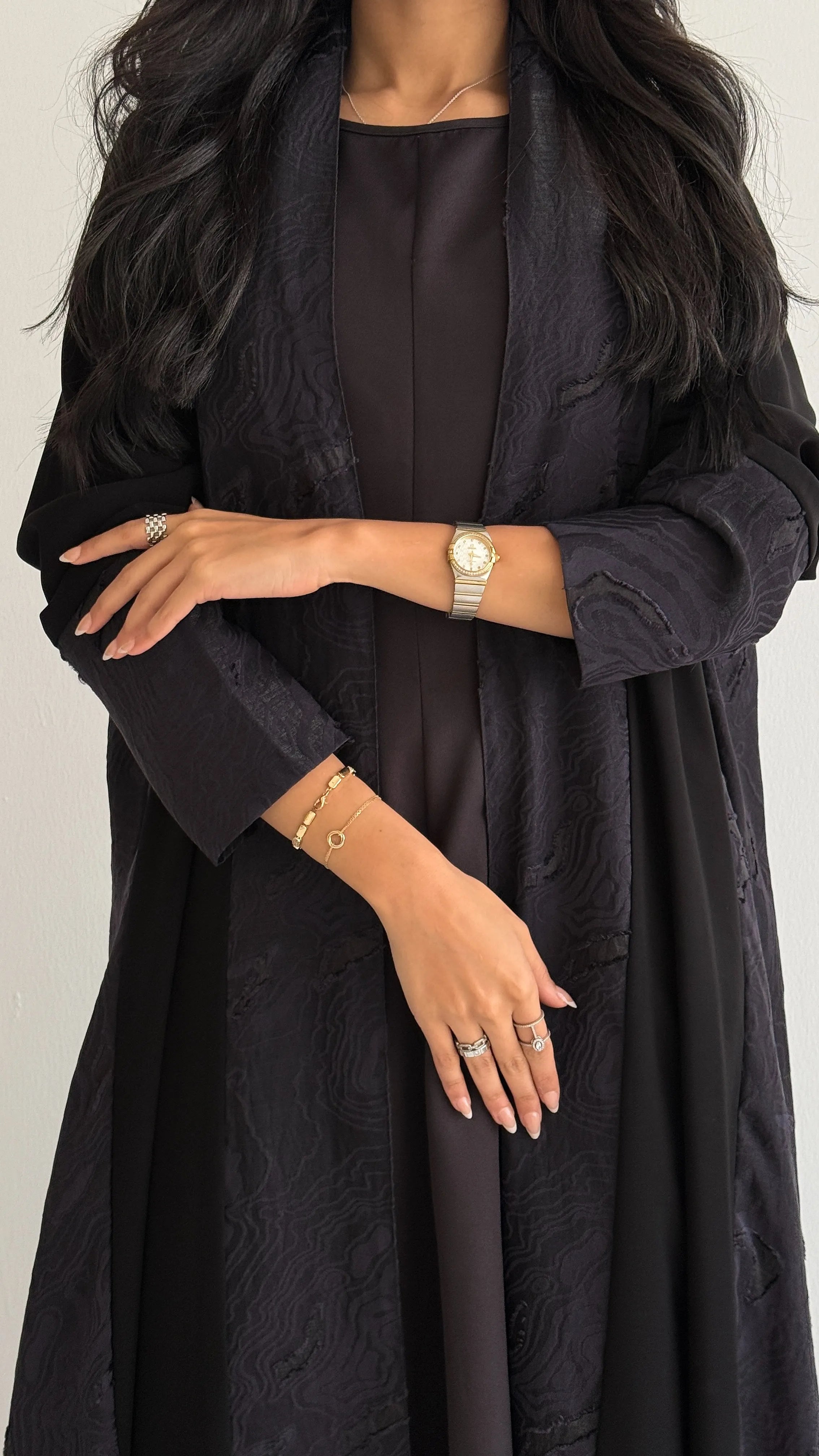 MWT1263 - عباية سوادء بتدخيله جاكار - Aya