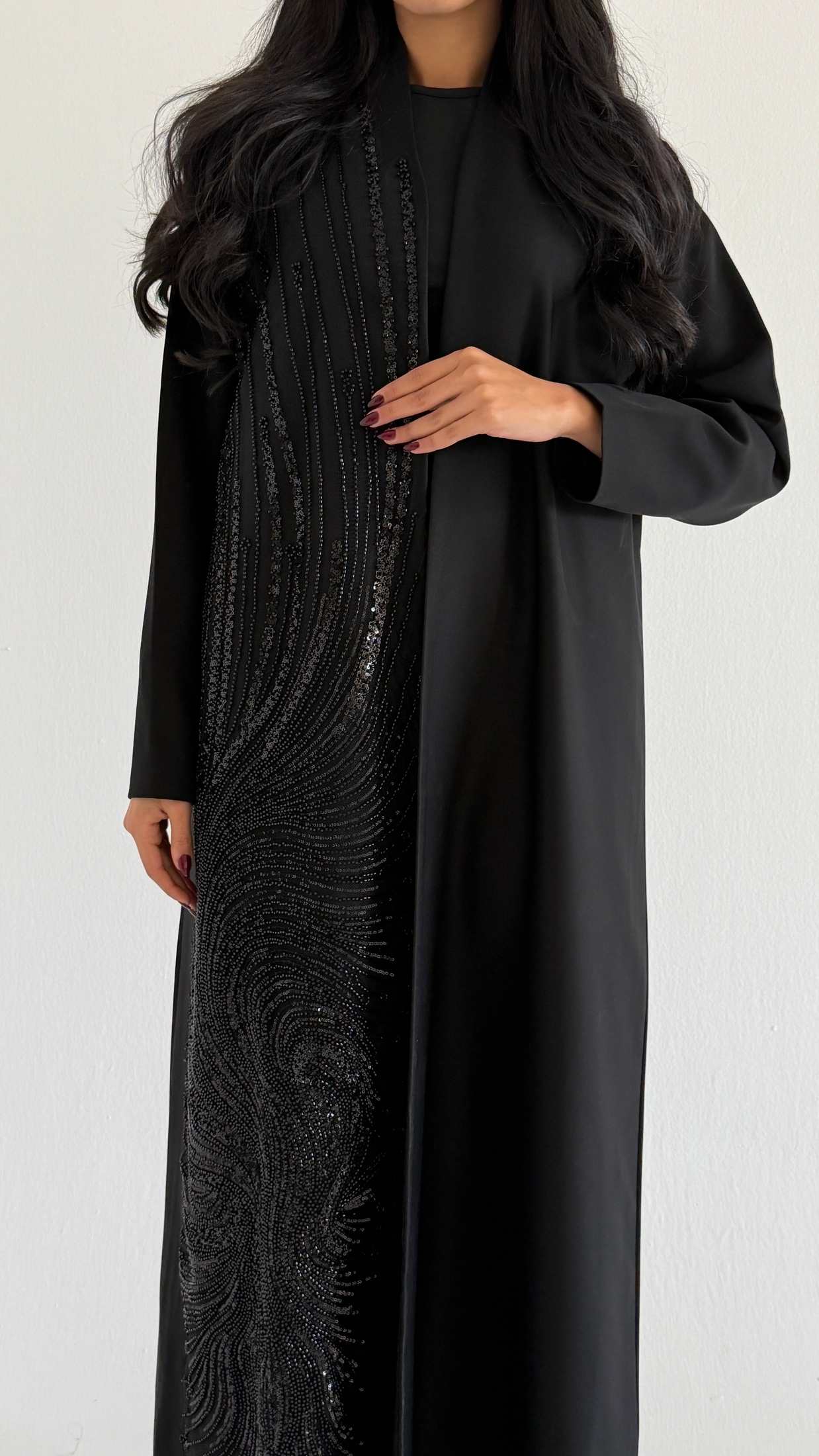 MWT1092 - عبايه اسود اشك اسود - Aya