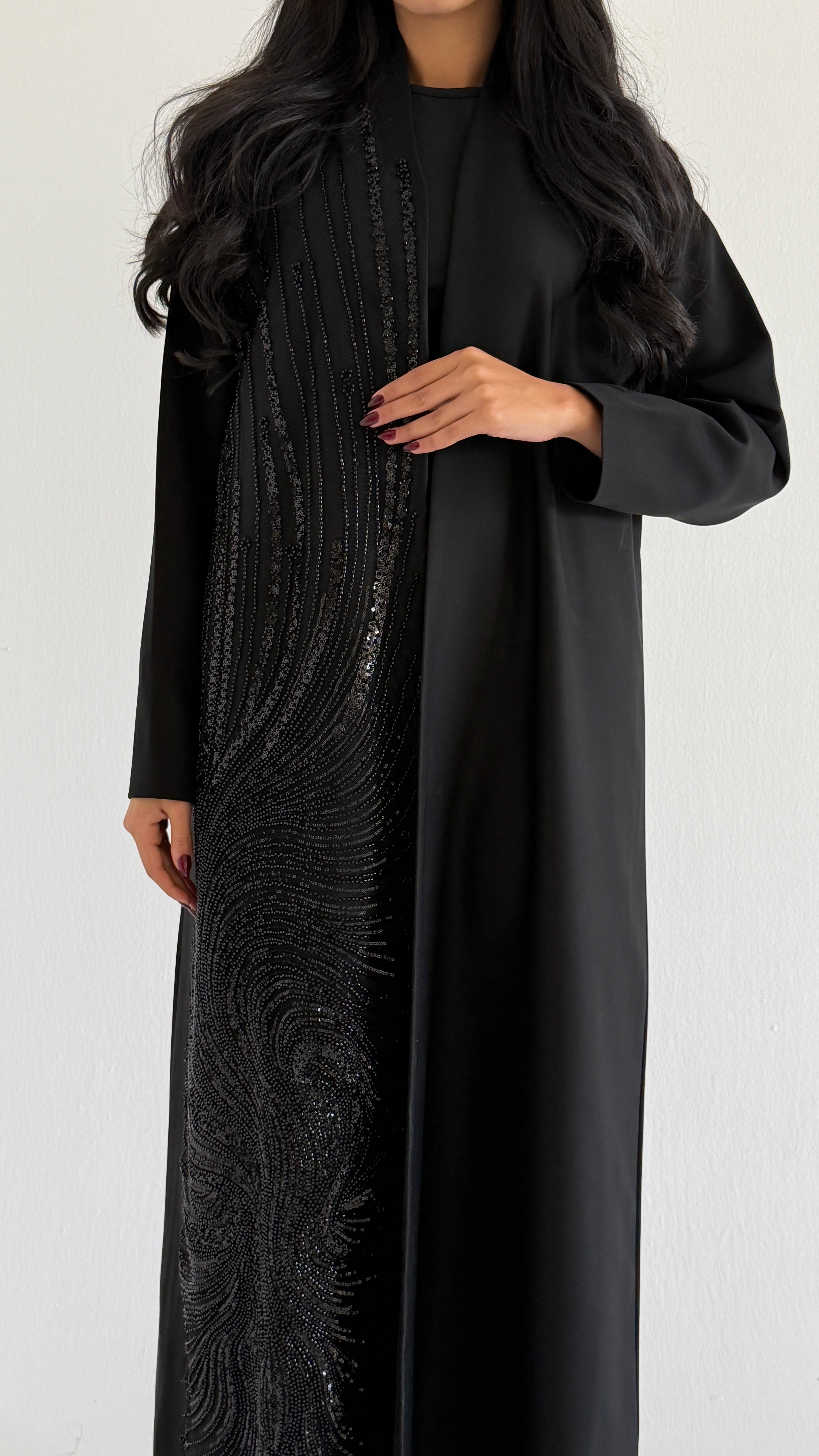 MWT1092 - عبايه اسود اشك اسود - Aya