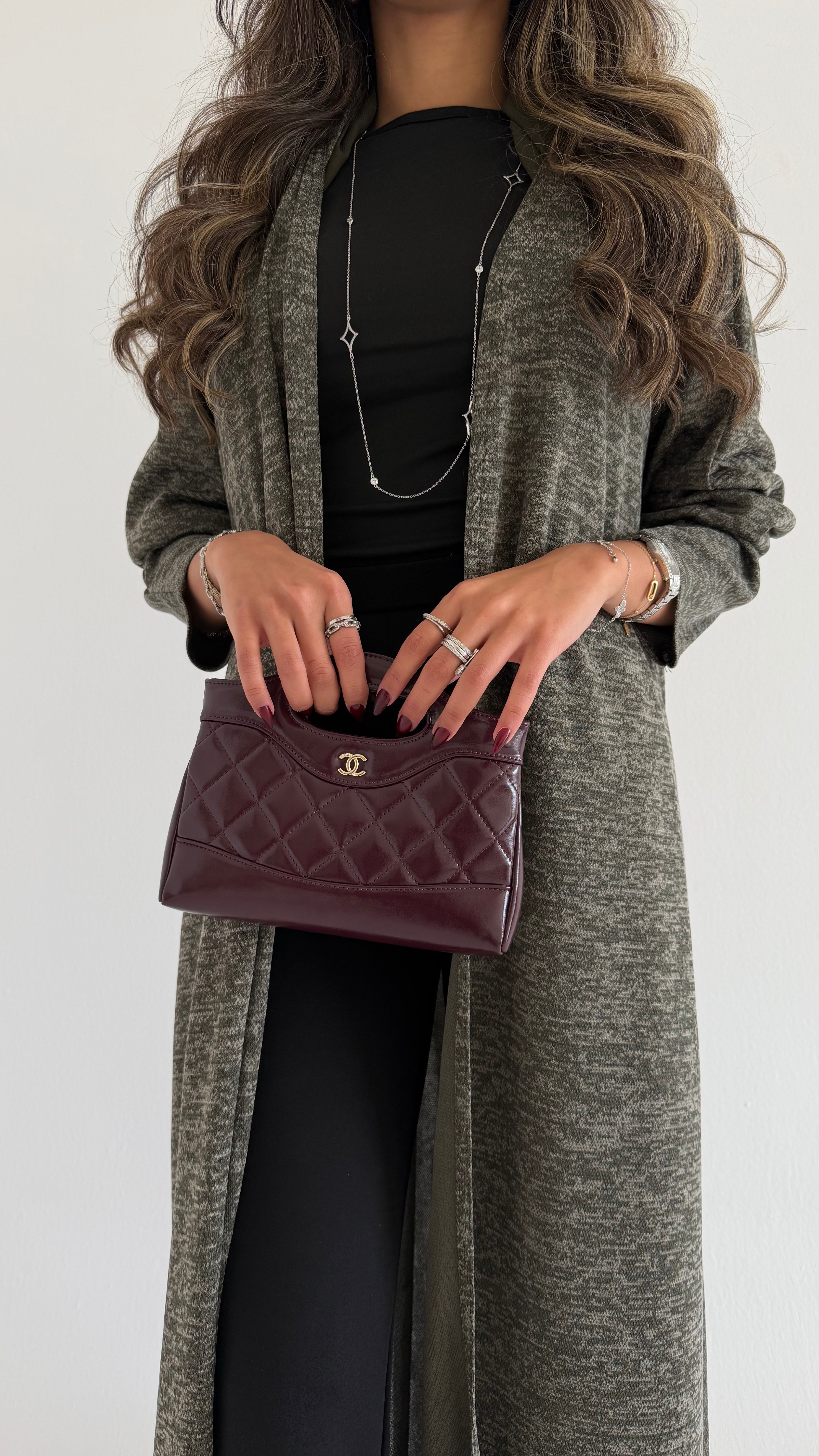 MWT590 -  Stretch abaya in olive |  عباية ستريتش زيتي - Aya