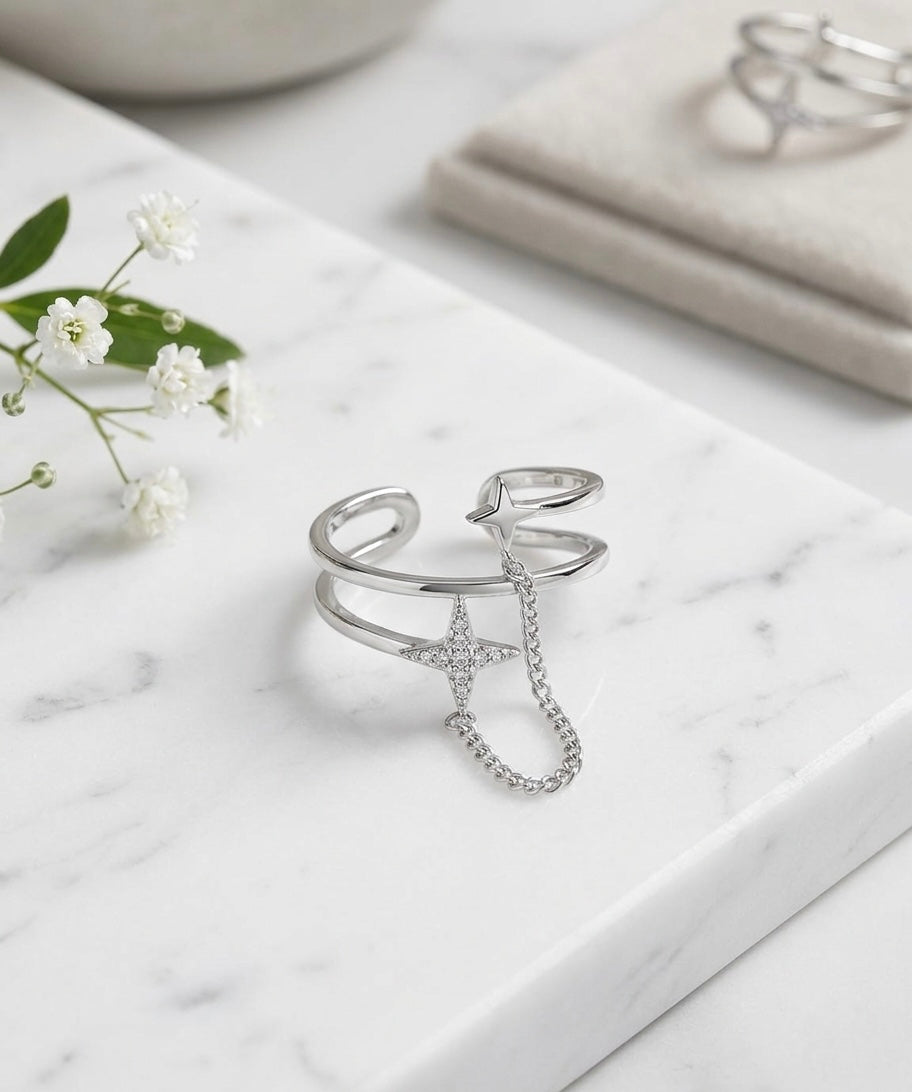 MWAC007 -‎ خاتم نجمتين قابل للتعديل - Aya