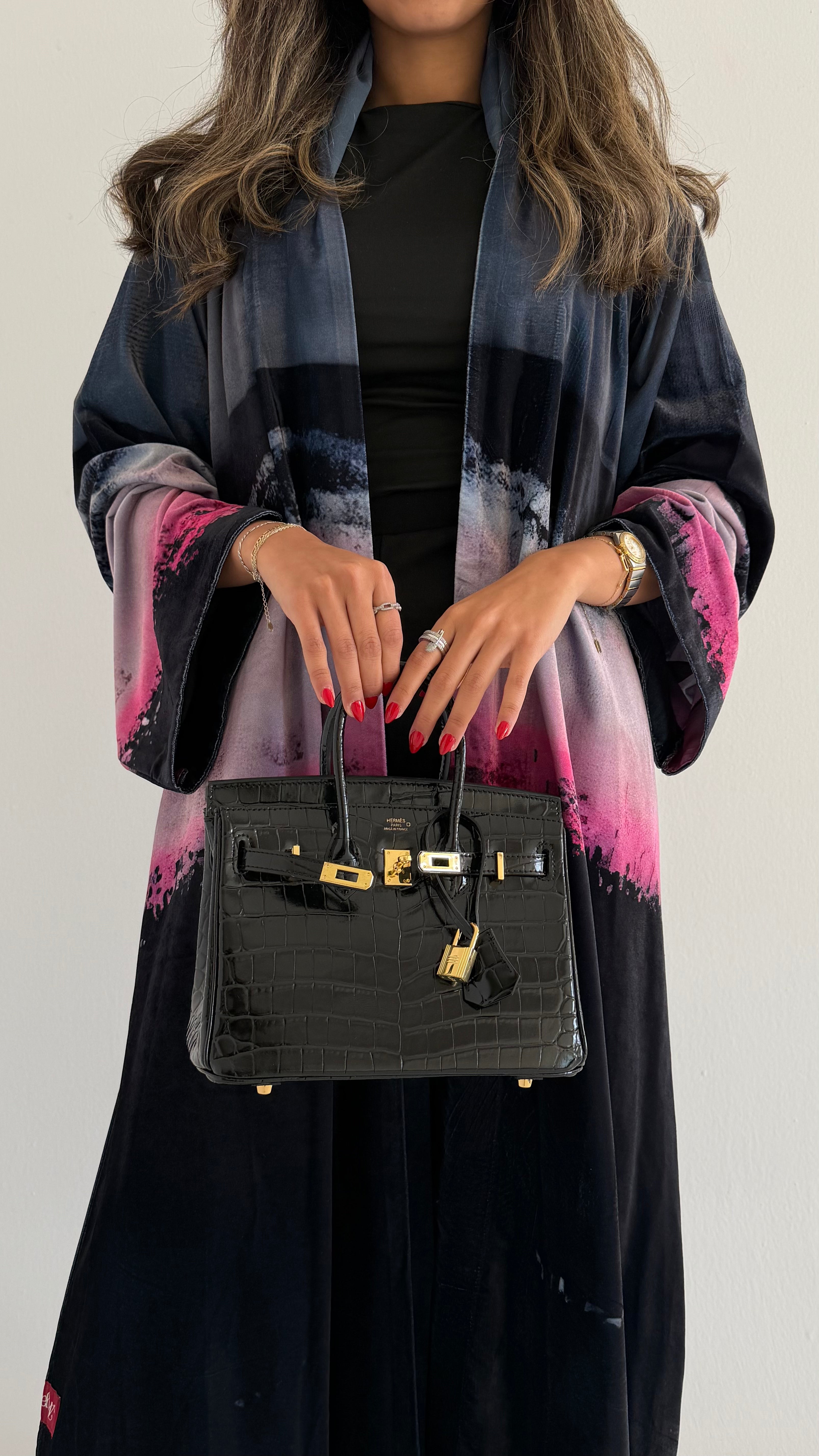 MWT633 - عباية مخمل طباعة