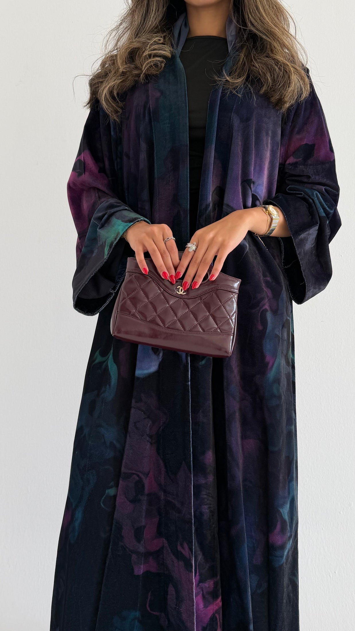 MWT616 - عباية مخمل طباعة - Aya