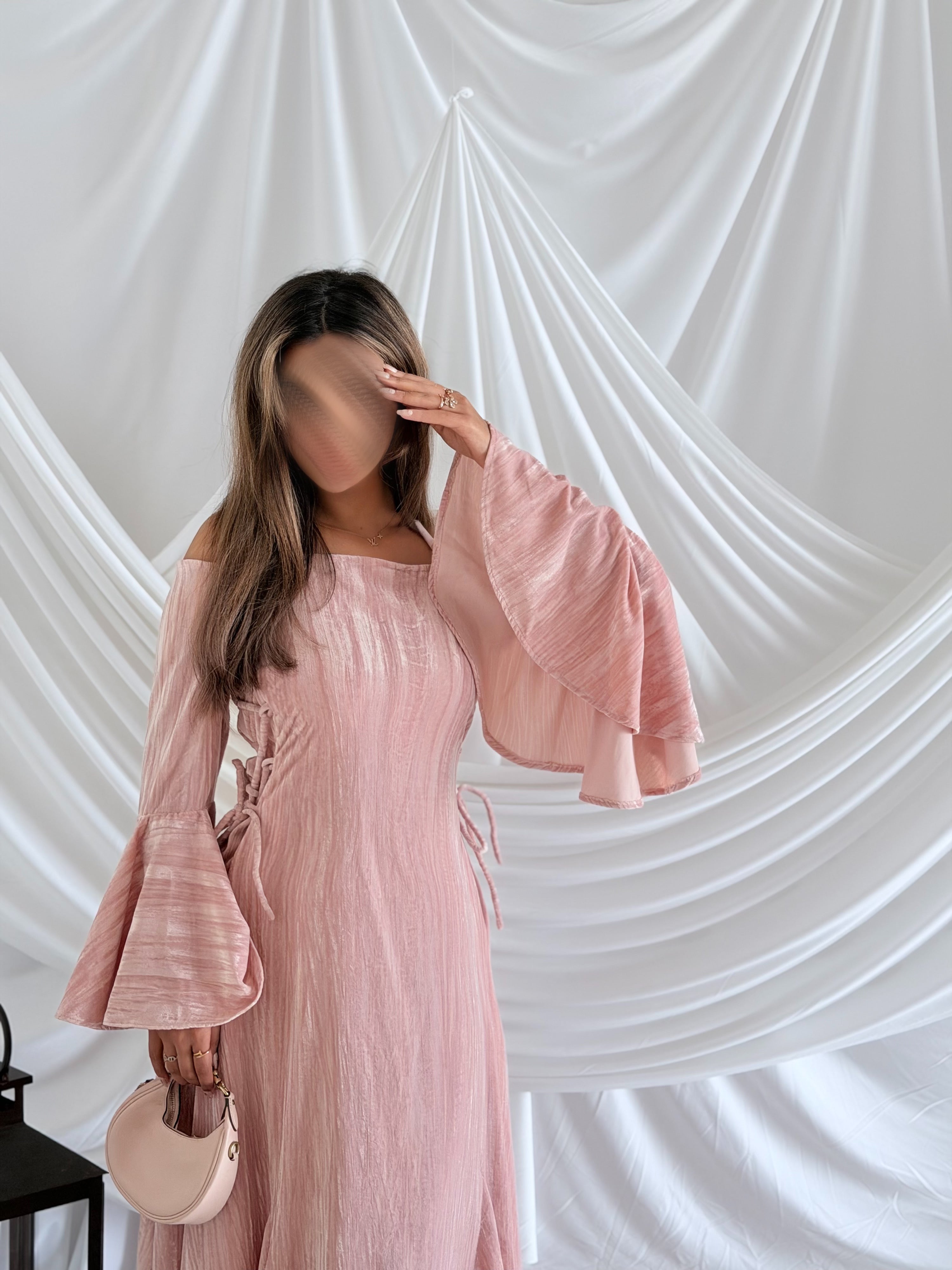 MWJ023 - جلابية وردي قصة كلوش - Aya