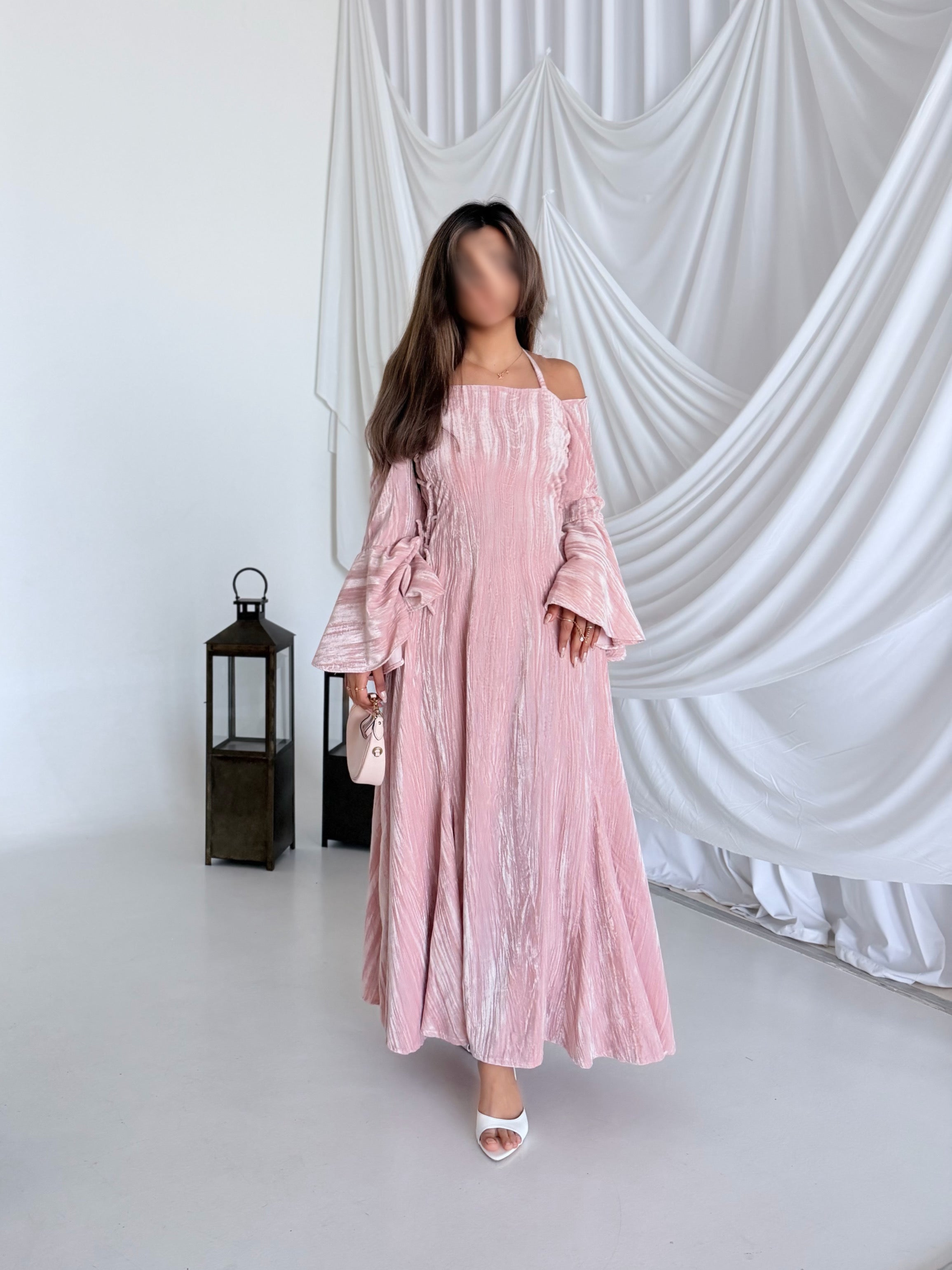 MWJ023 - جلابية وردي قصة كلوش - Aya