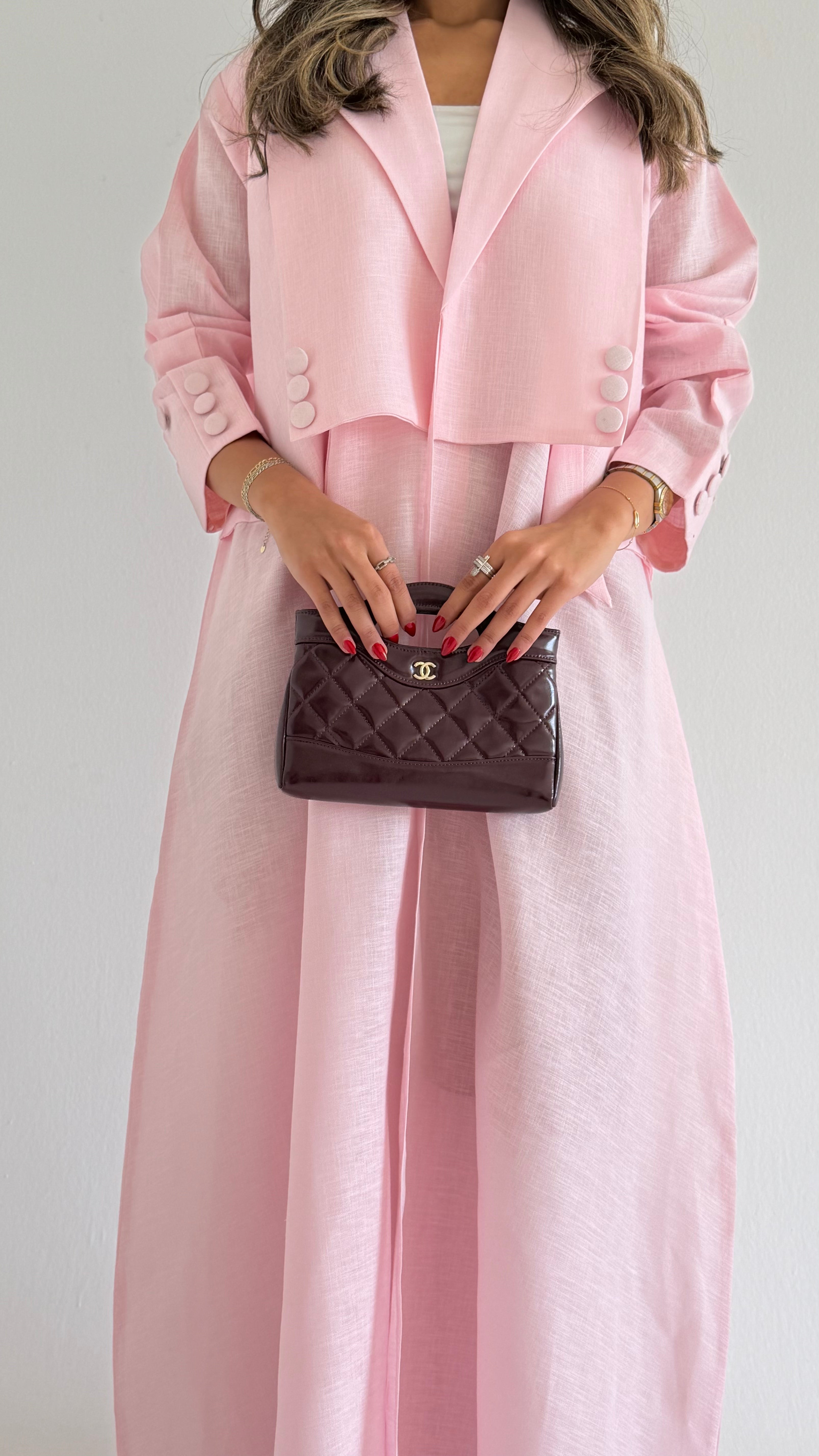 MW1502 - عباية لنن بيبي بنك صيفية