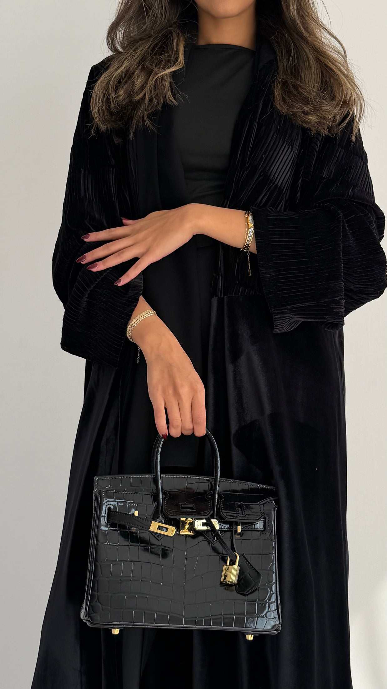 MWT872 - عباية مخمل بيليسية - Aya