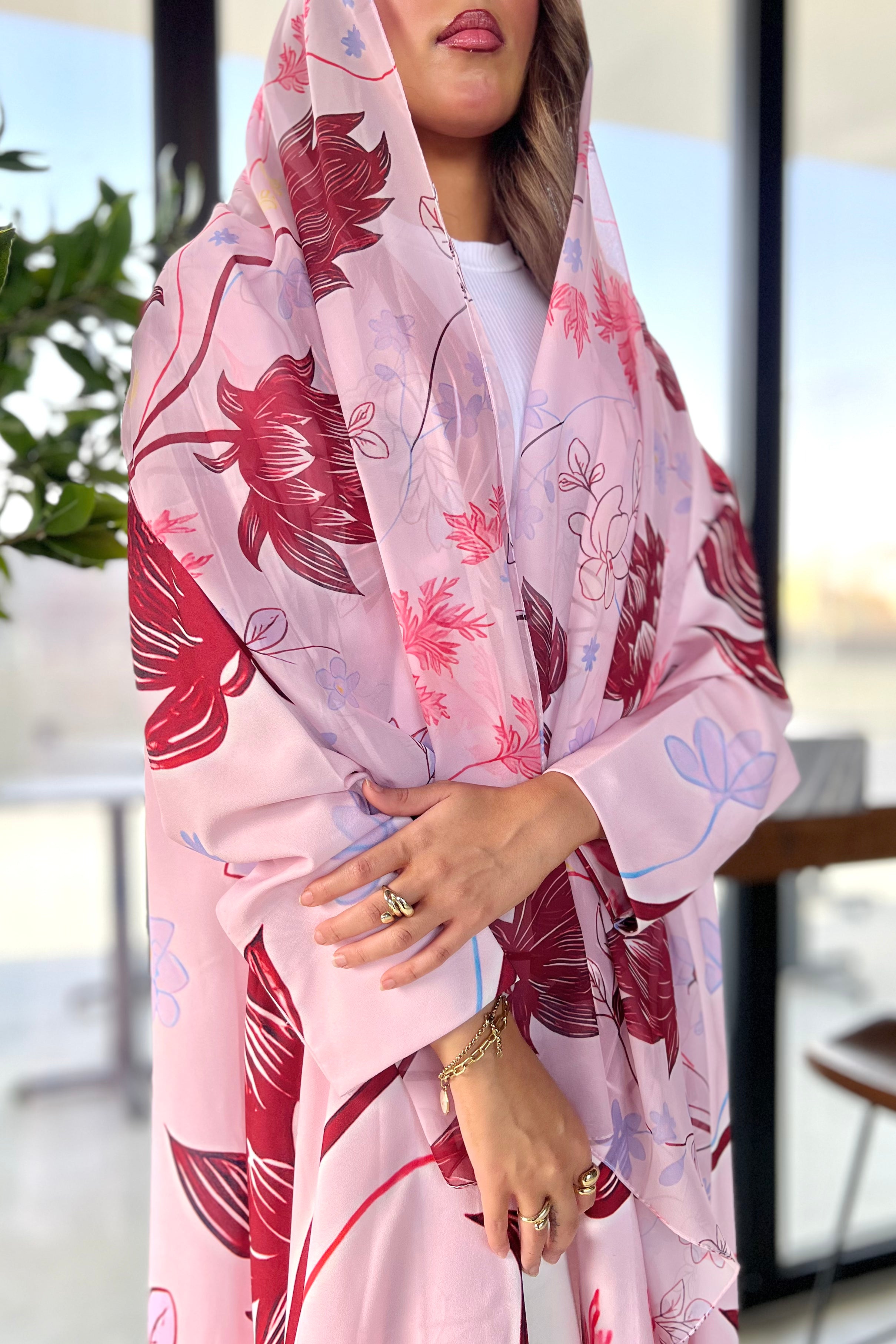 MWT472  - عباية طباعة زهرية - Aya