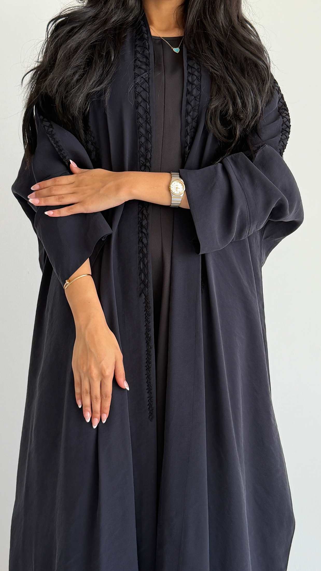 MWT4255 -  عباية حرير مغسول بشك متقاطع - Aya