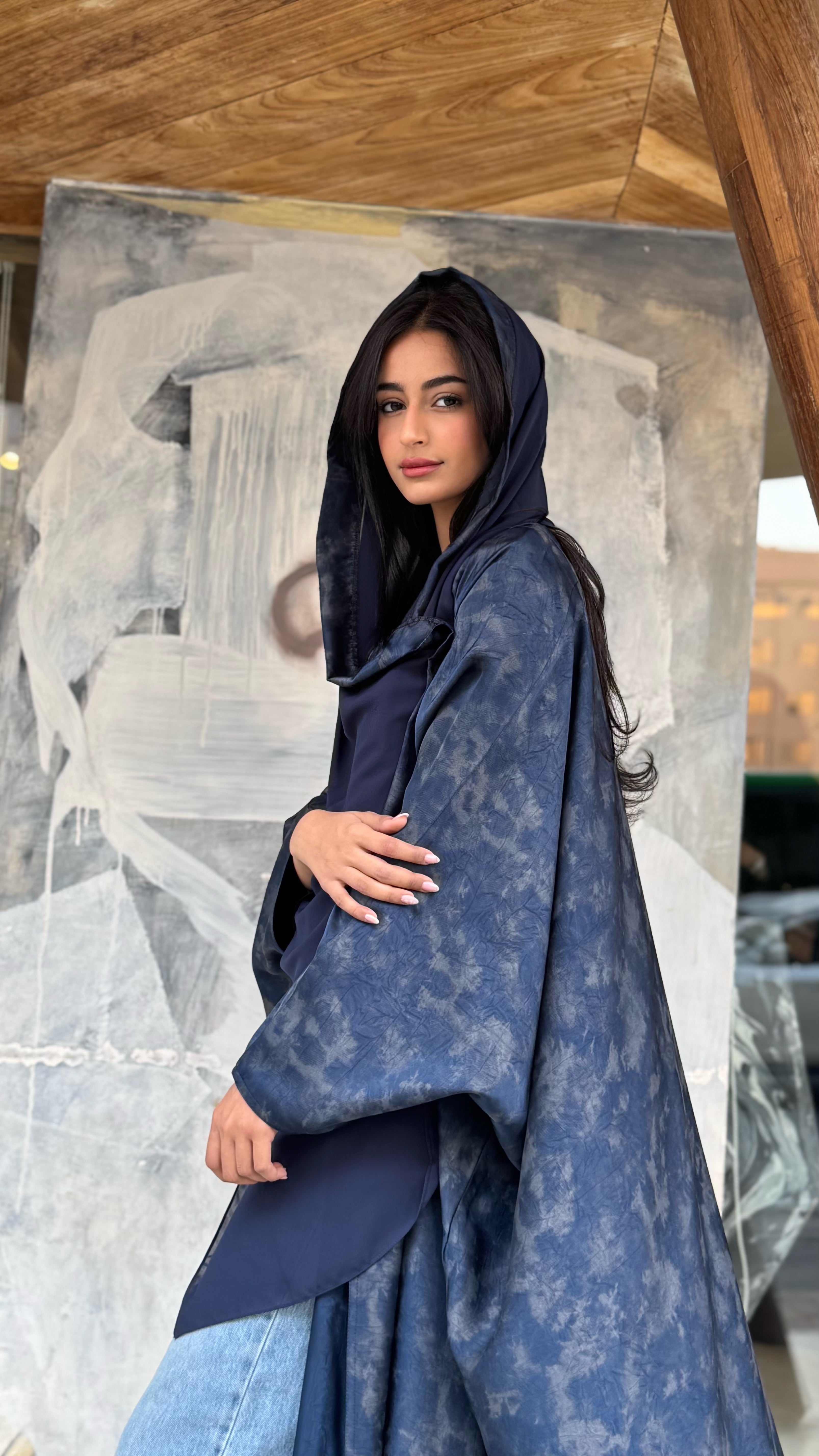 MWT521 -عباية كحلية طباعة