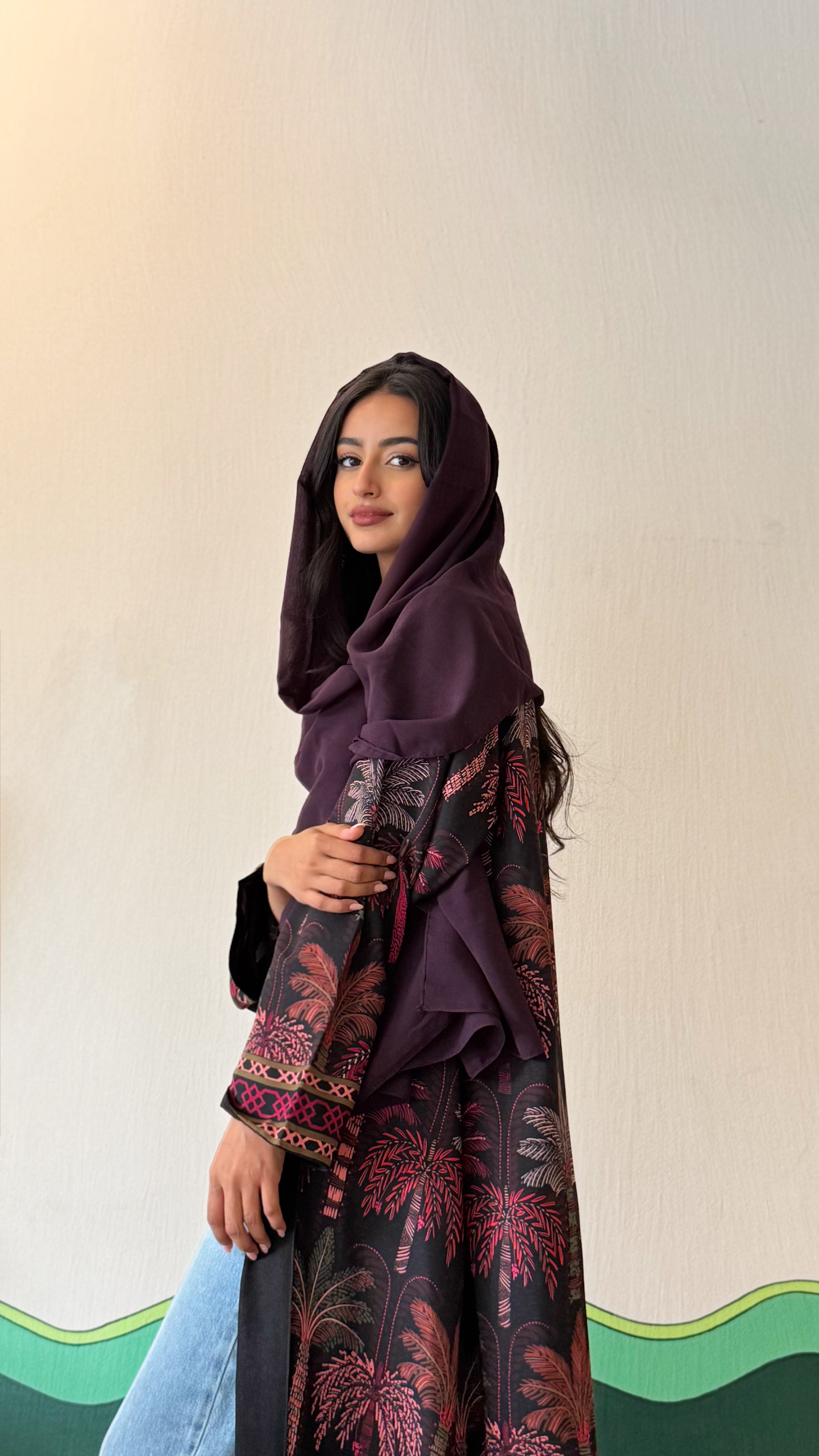 MWT514 -عباية طباعة نخل