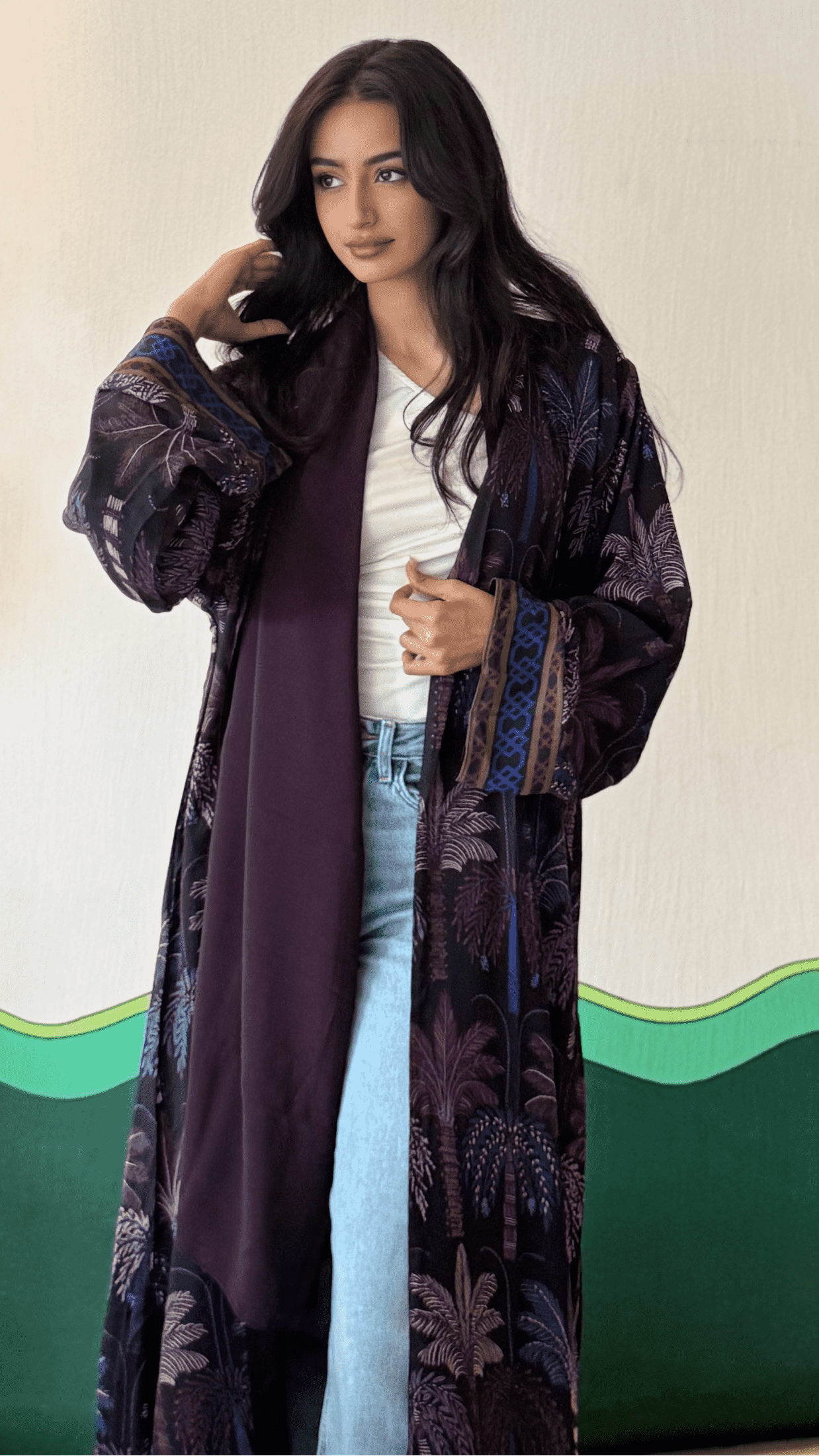 MWT516 - عباية طباعة نخل - Aya
