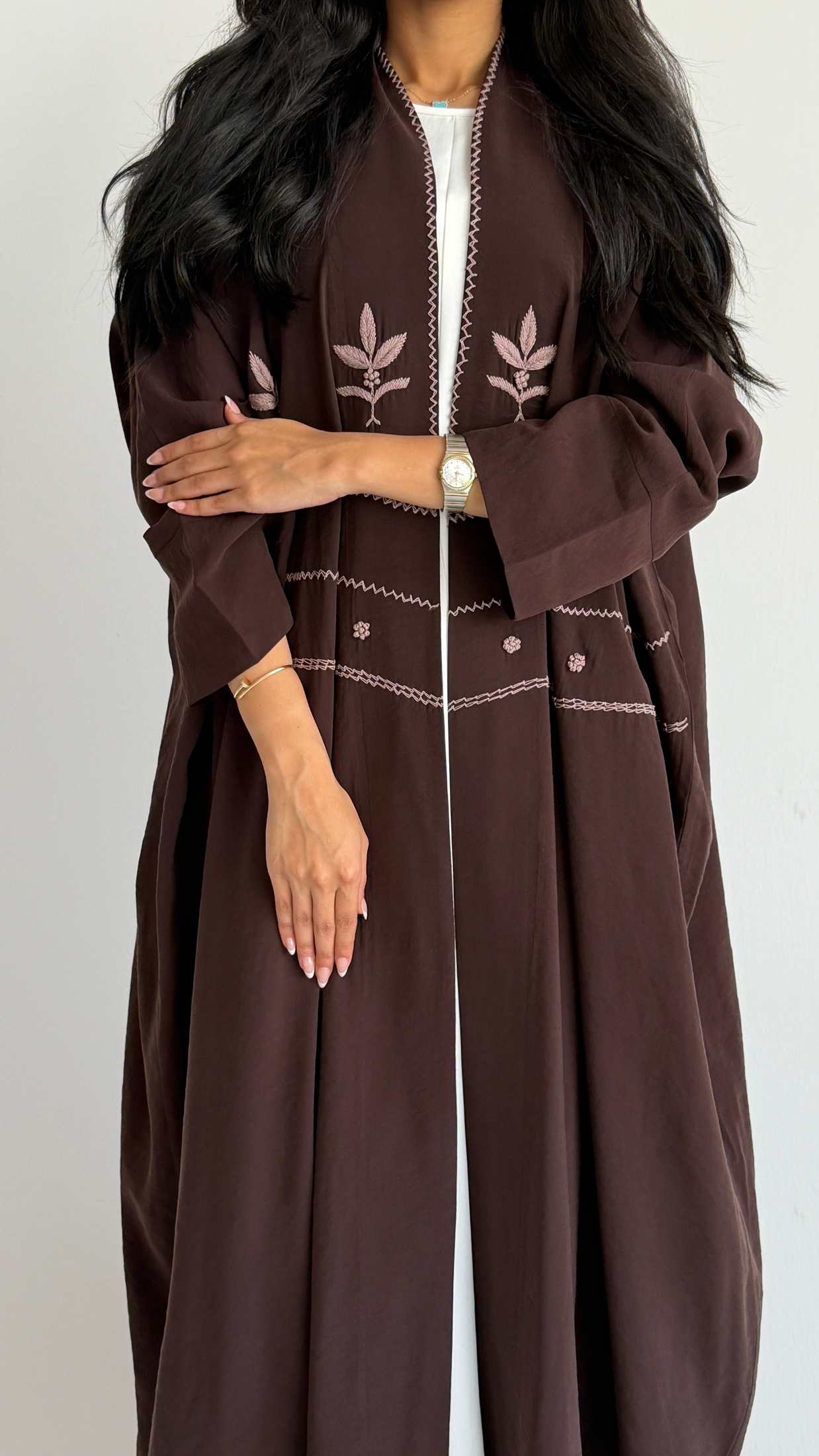 MWT4258 -  عباية حرير مغسول بشك أغصان - Aya