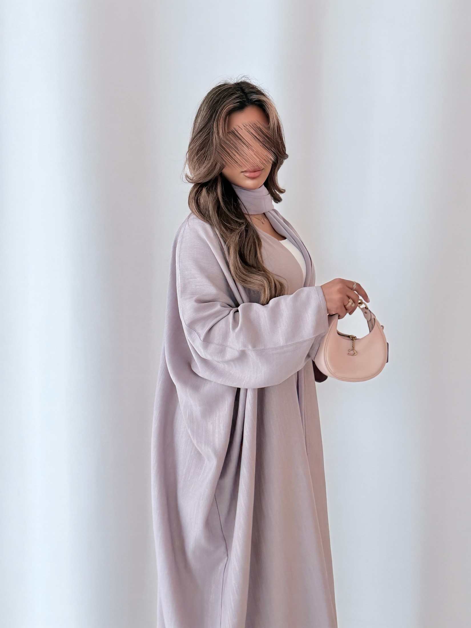 MWT5089 - قماش موف فاتح بيج مقلم - Aya