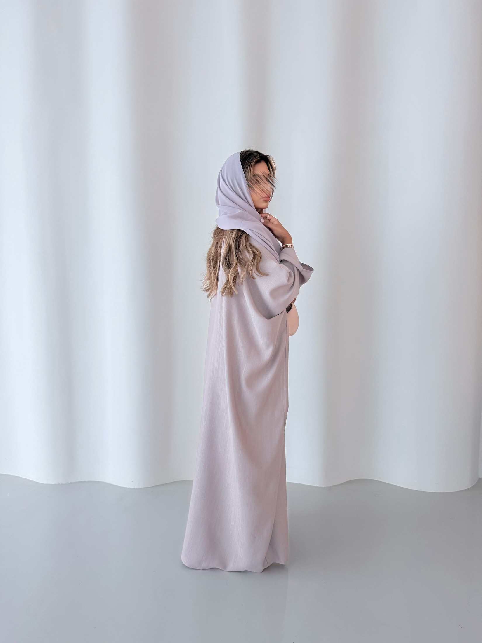 MWT5089 - قماش موف فاتح بيج مقلم - Aya