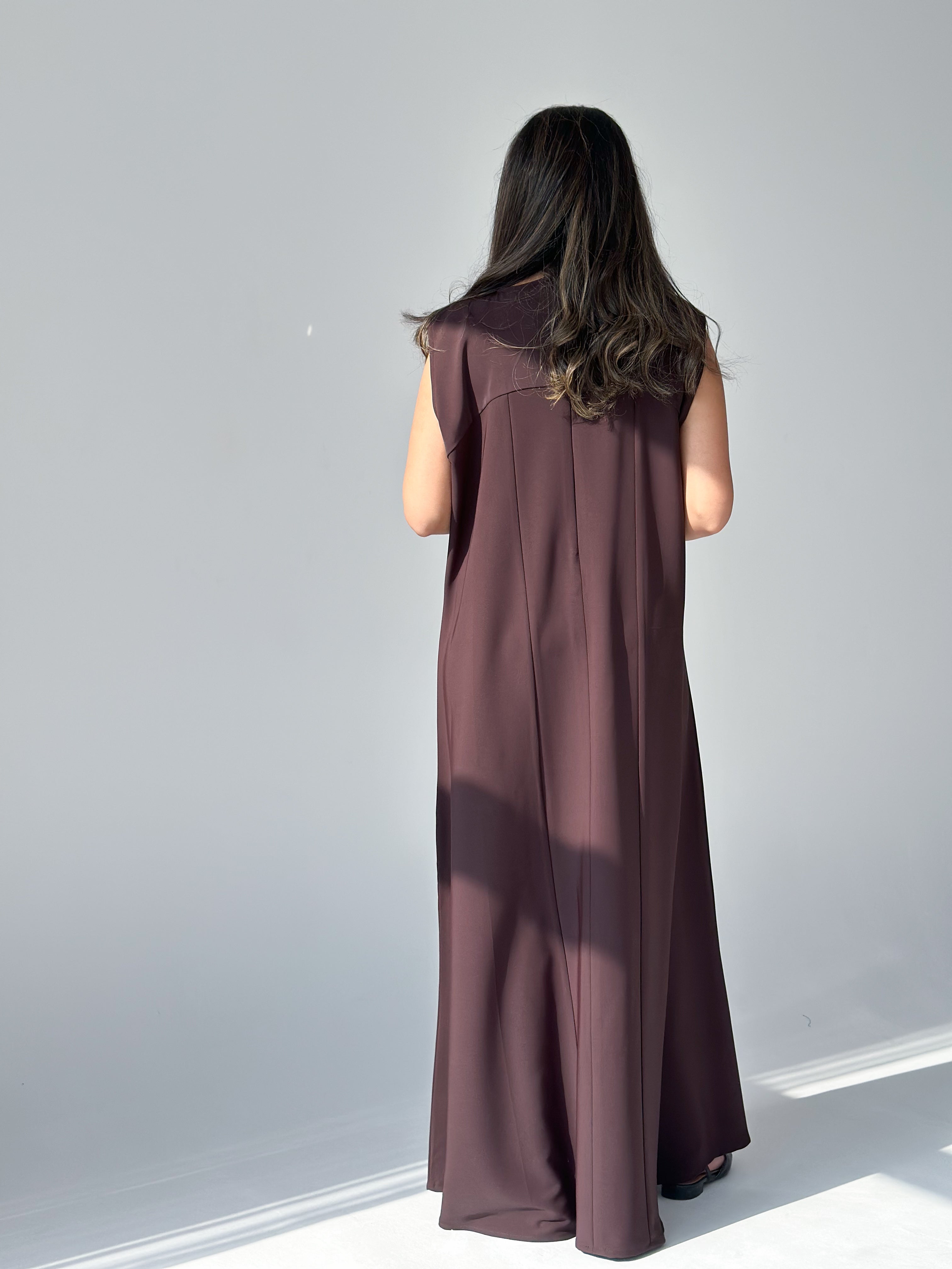 MW1889 - عباية مخمل مع فستان كريب