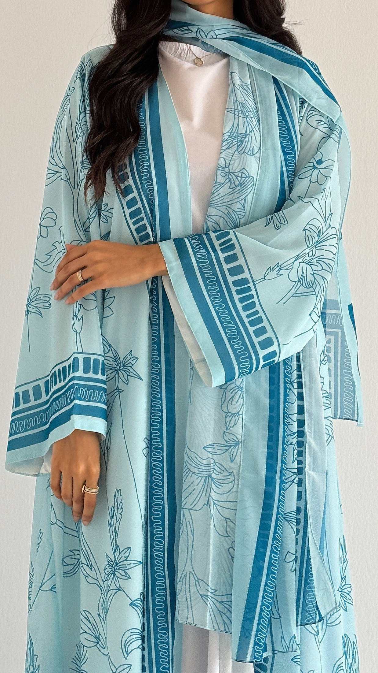MWT2064 - عباية طباعة صيفية  |  Summer printed abaya - Aya