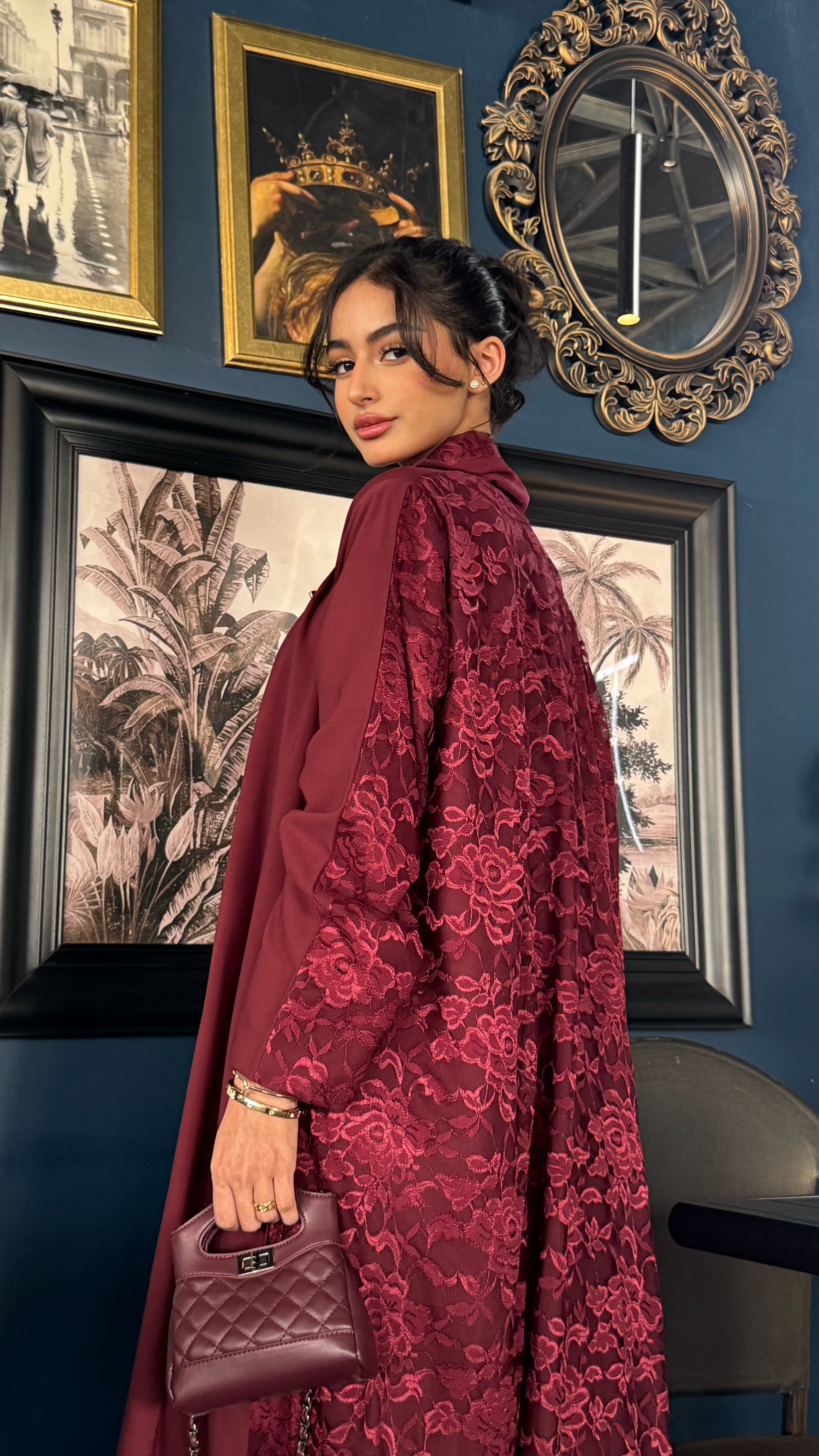 MW645 - Light Crepe Standing with Jacquard Half-Cloche