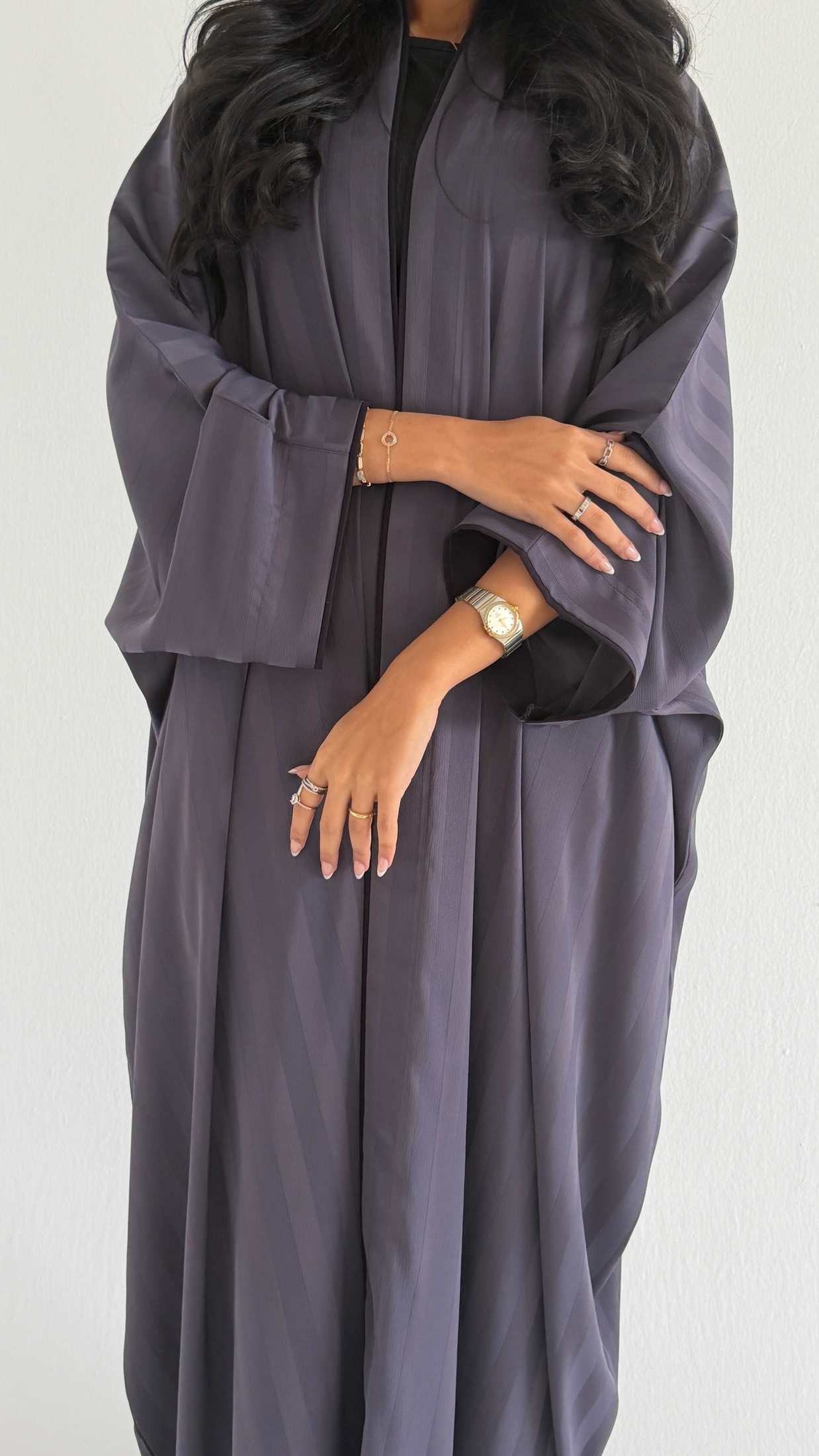 MWT2107 - عباية مخطط |striped abaya - Aya