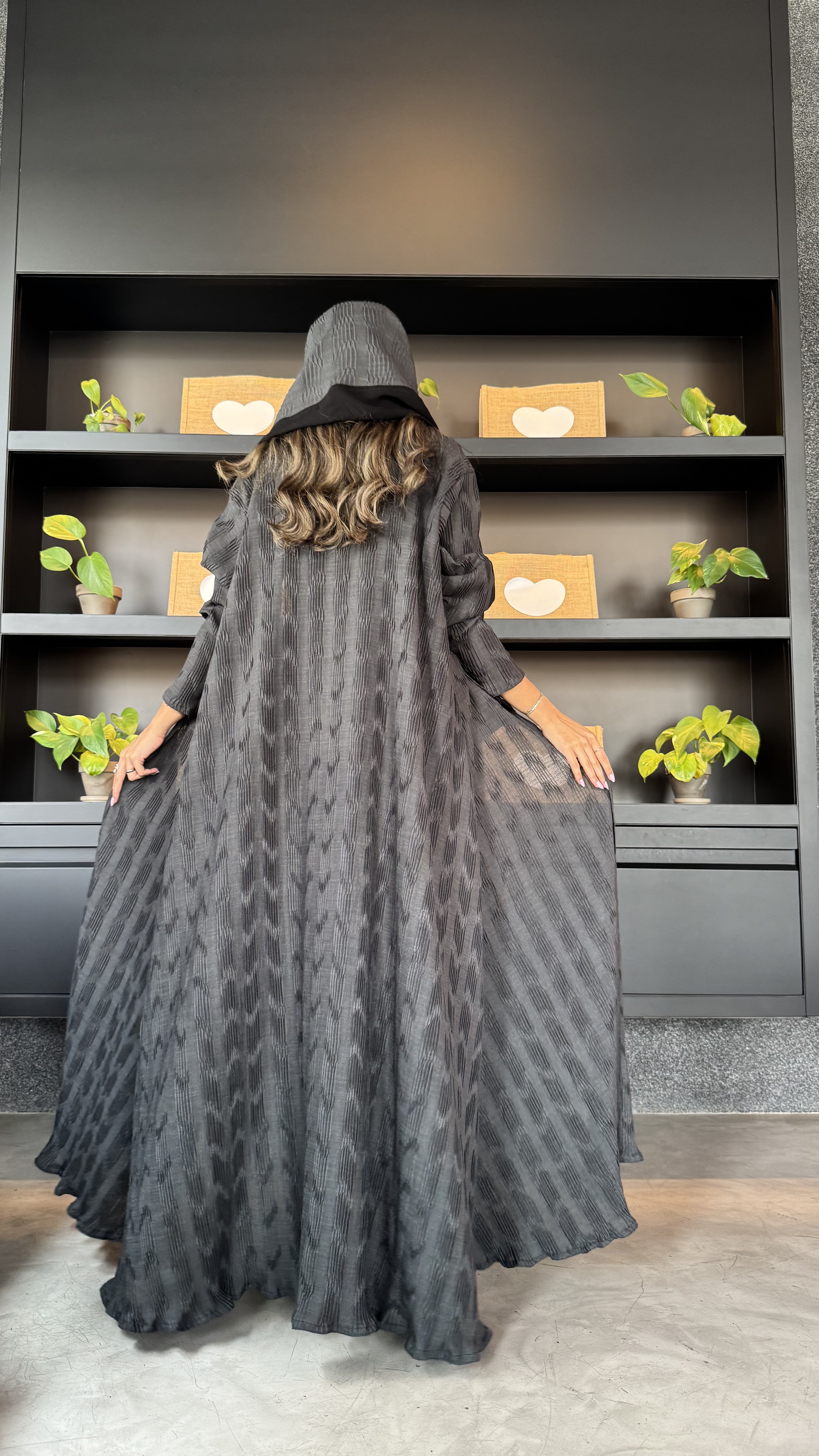 MWT404 -عباية كتان لينن مكسر - Aya