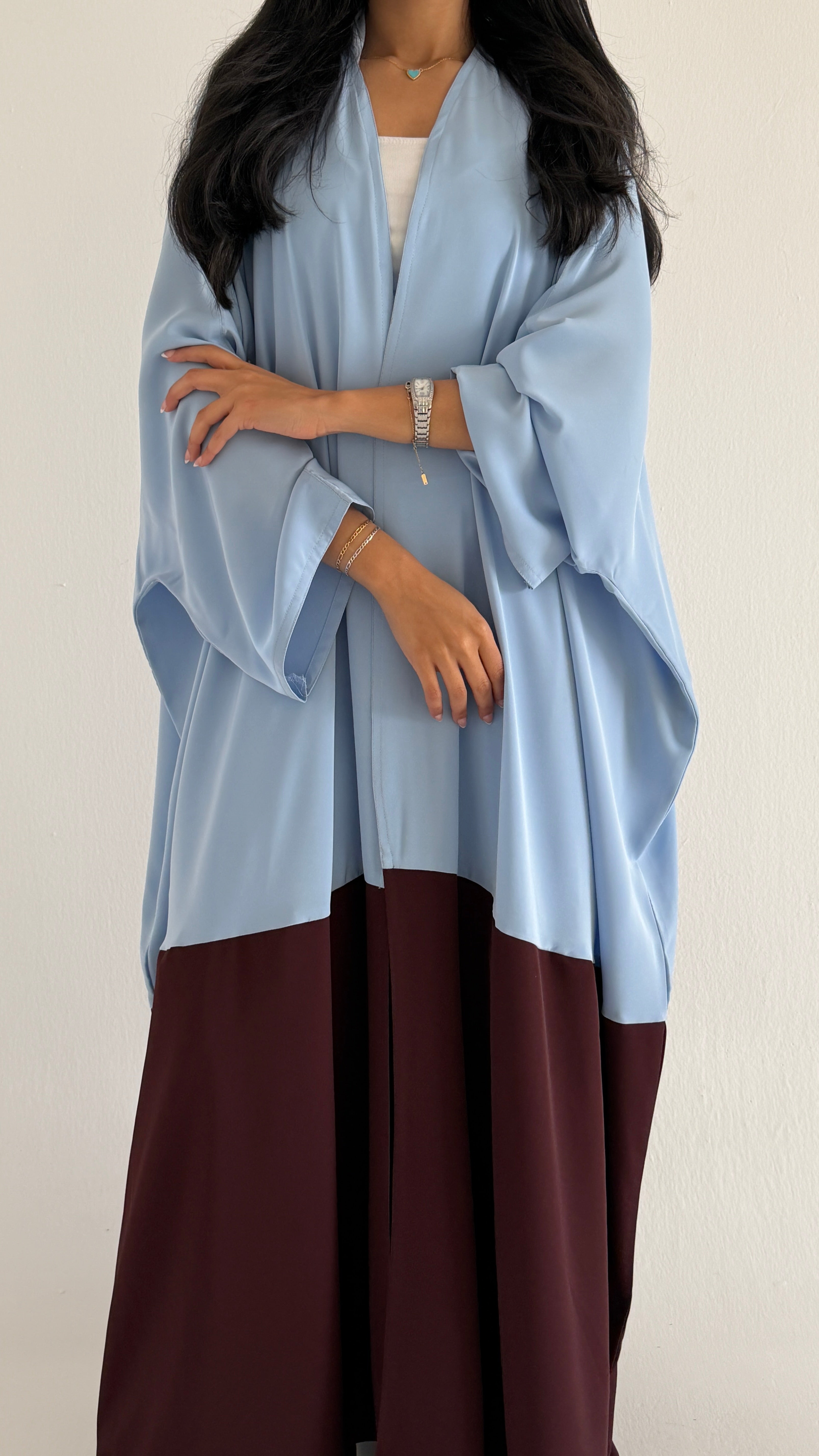 MW2165 - عبايه كريب مع اضافه لونين راقي وحصري - Aya