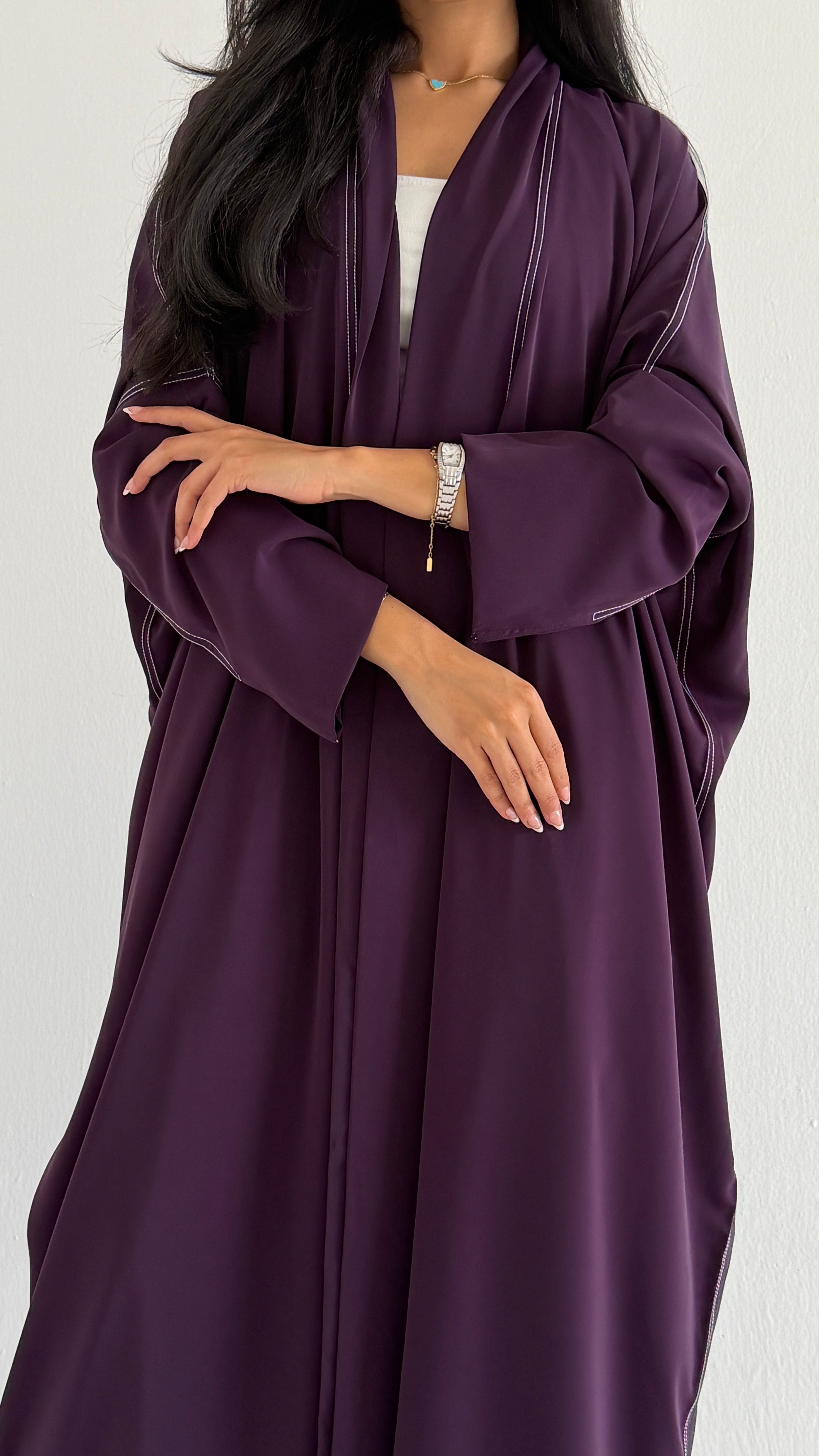 MW2168 - عبايه كريب  نص بشت بقصه راقية وحصري - Aya