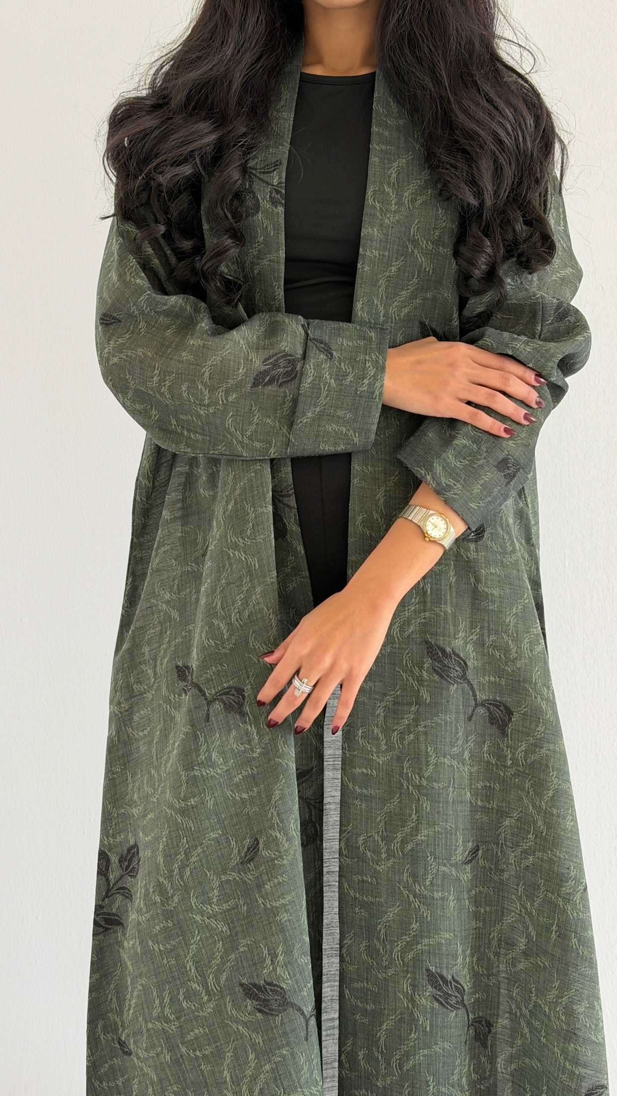 MWT1006 - عباية لنن مطرزة |Embroidered linen abaya - Aya