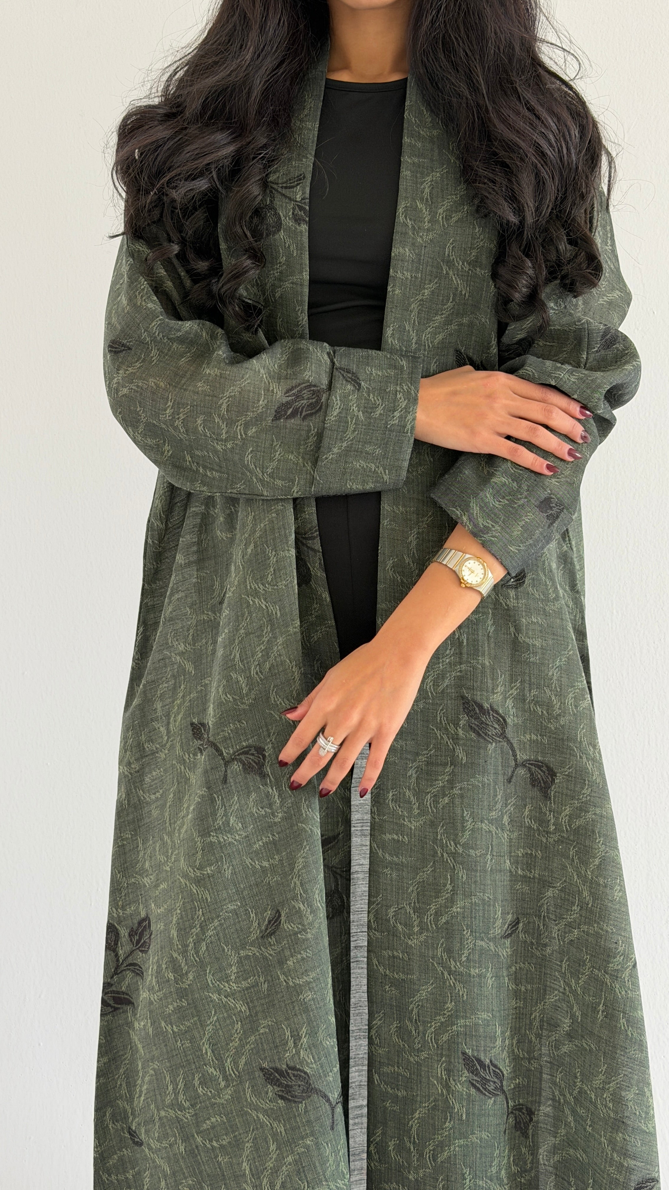 MWT1006 - عباية لنن مطرزة |Embroidered linen abaya - Aya