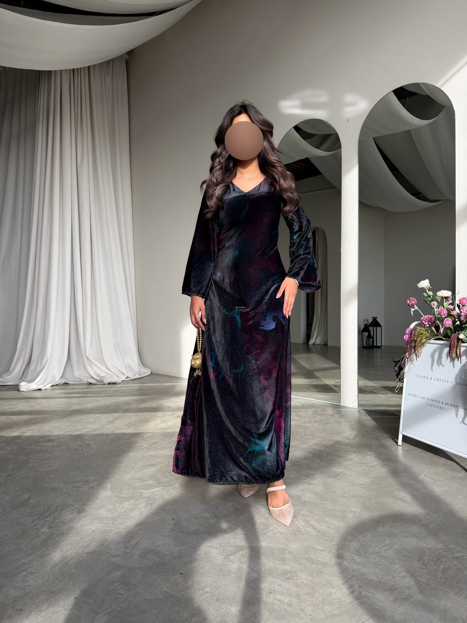 MWJ036 - جلابية مخمل طباعة - Aya