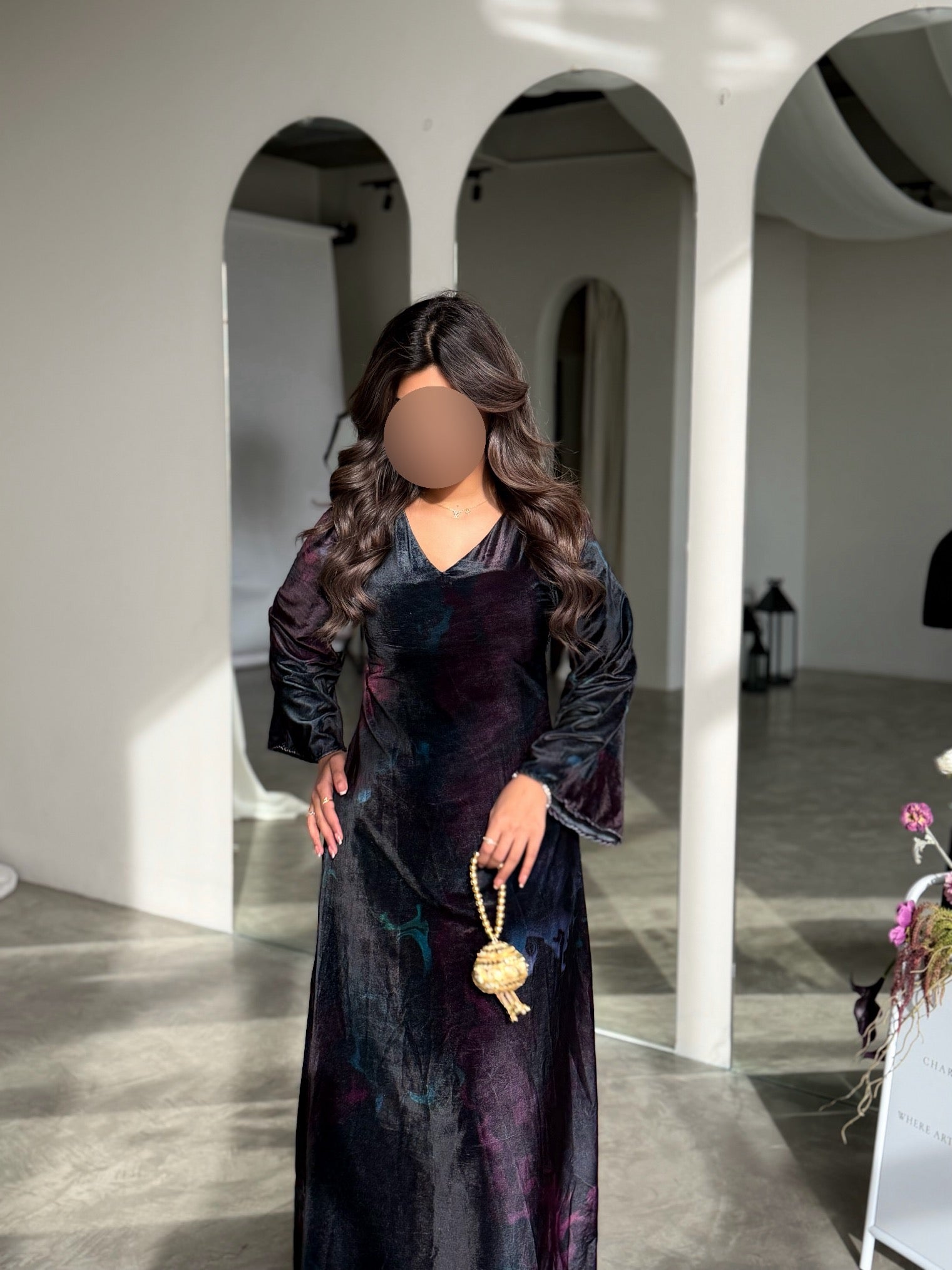 MWJ036 - جلابية مخمل طباعة - Aya