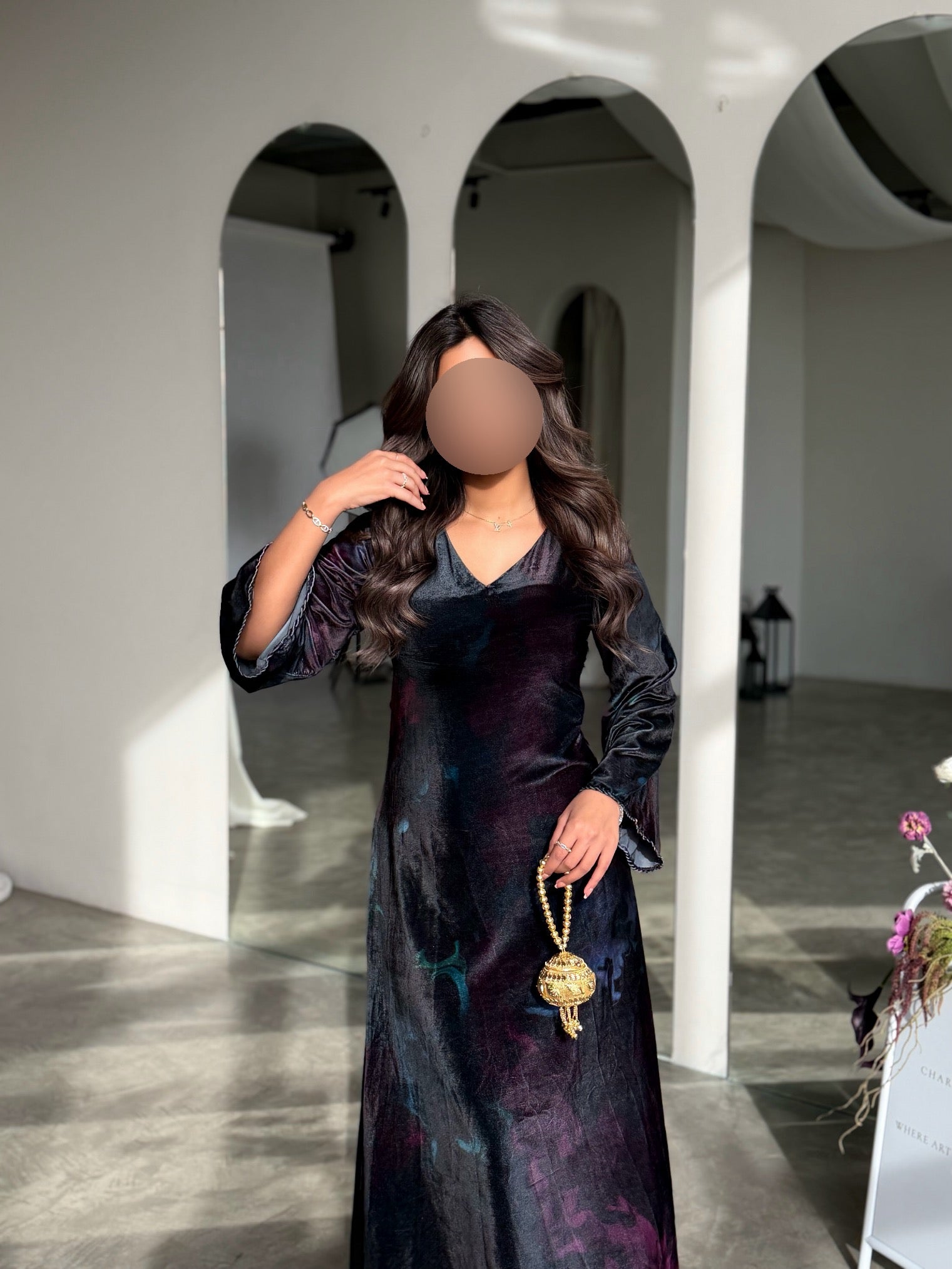 MWJ036 - جلابية مخمل طباعة - Aya