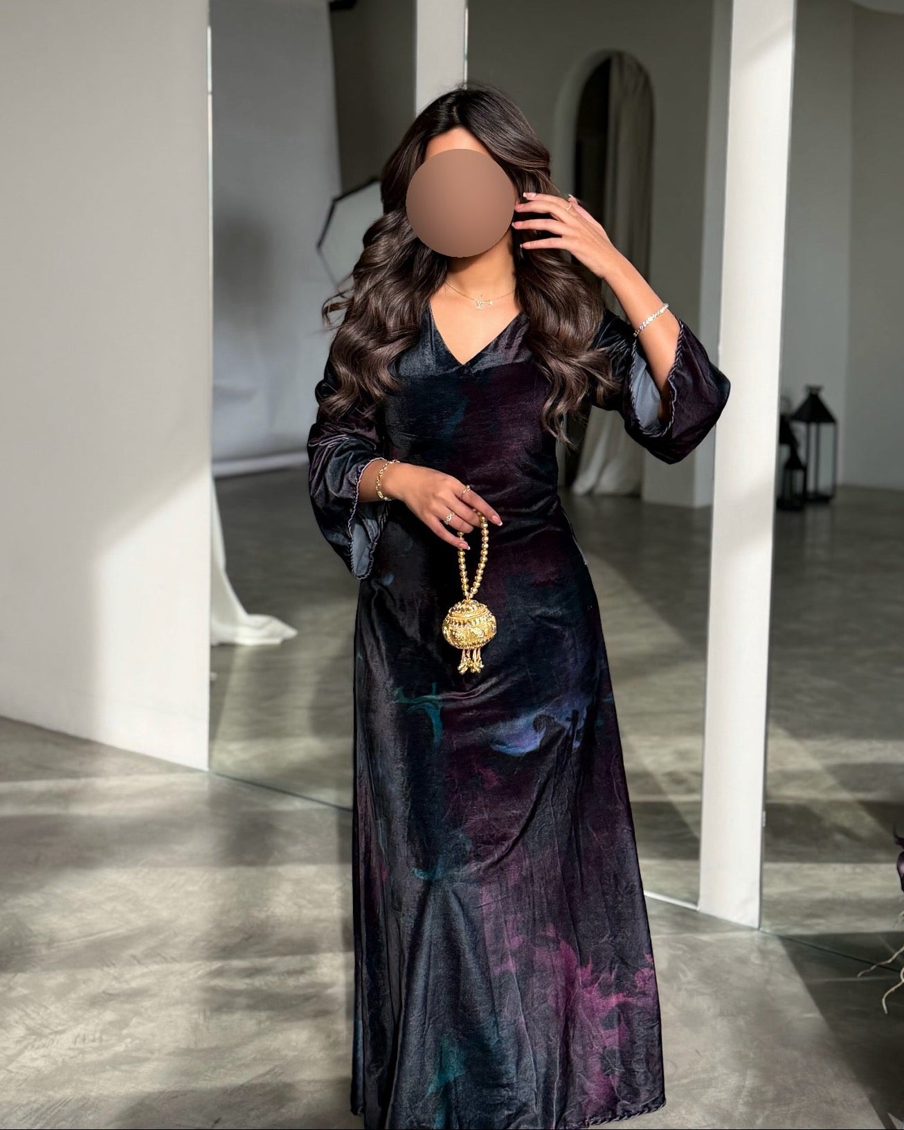 MWJ036 - جلابية مخمل طباعة - Aya