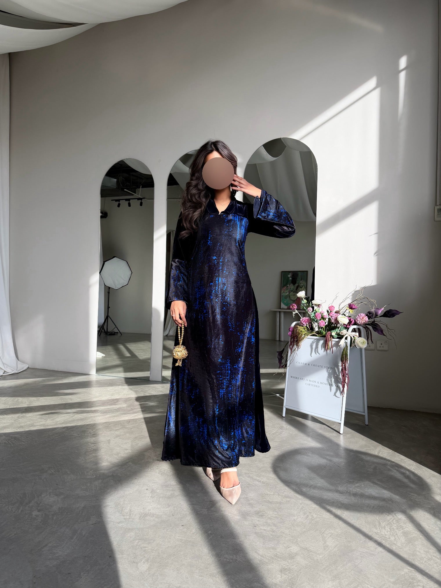 MWJ038 - جلابية مخمل كحلي - Aya