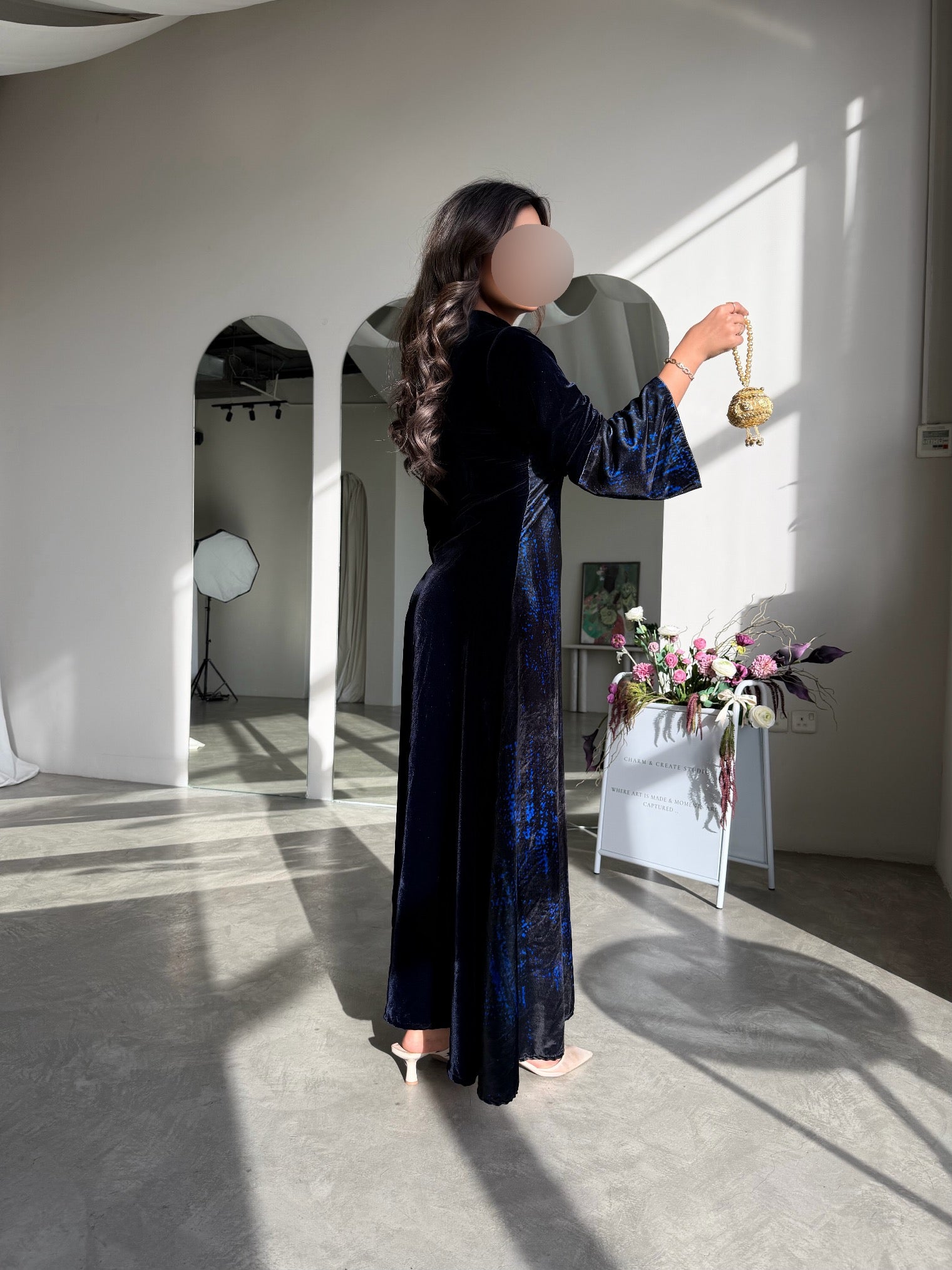 MWJ038 - جلابية مخمل كحلي - Aya