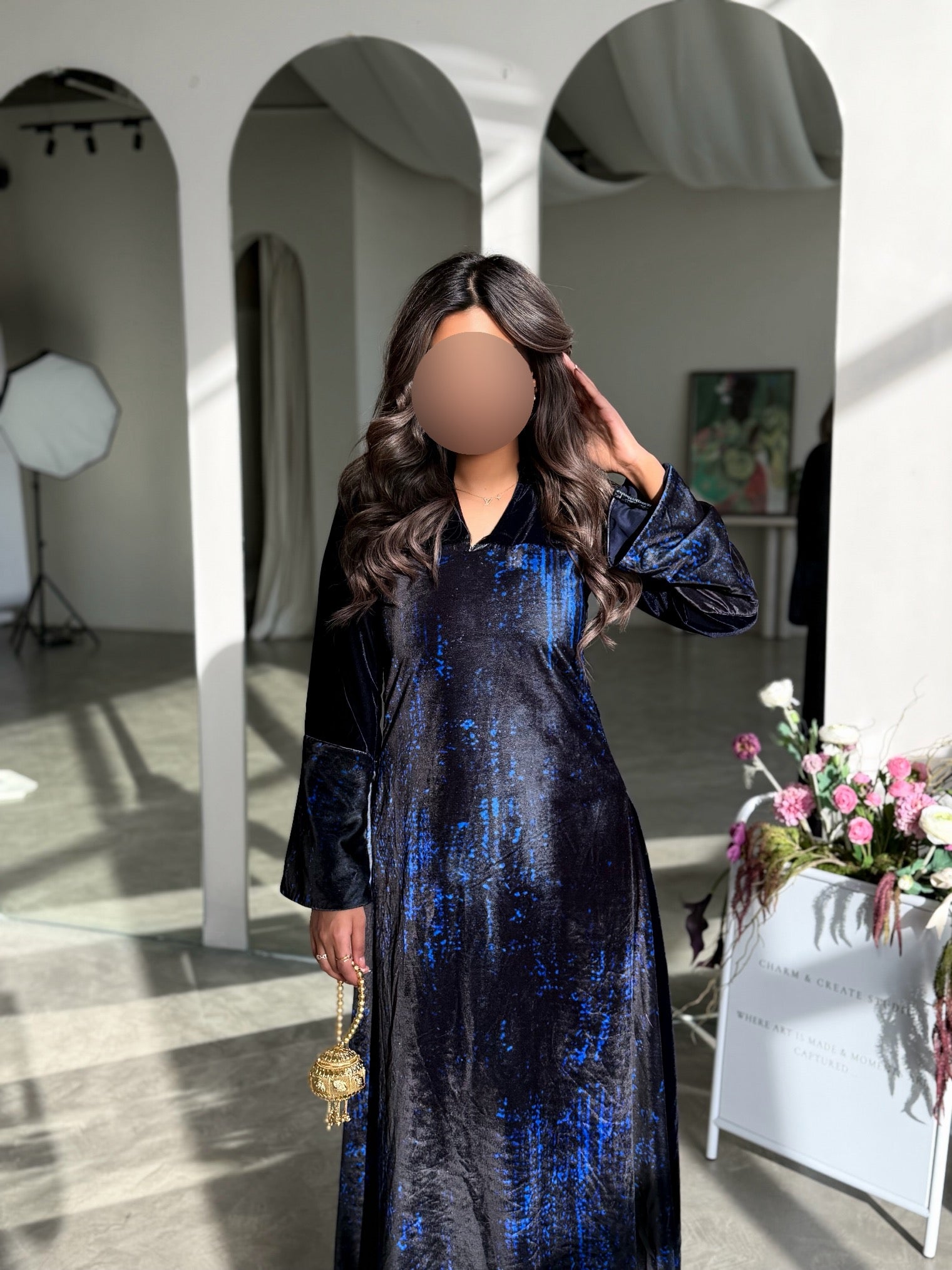 MWJ038 - جلابية مخمل كحلي - Aya