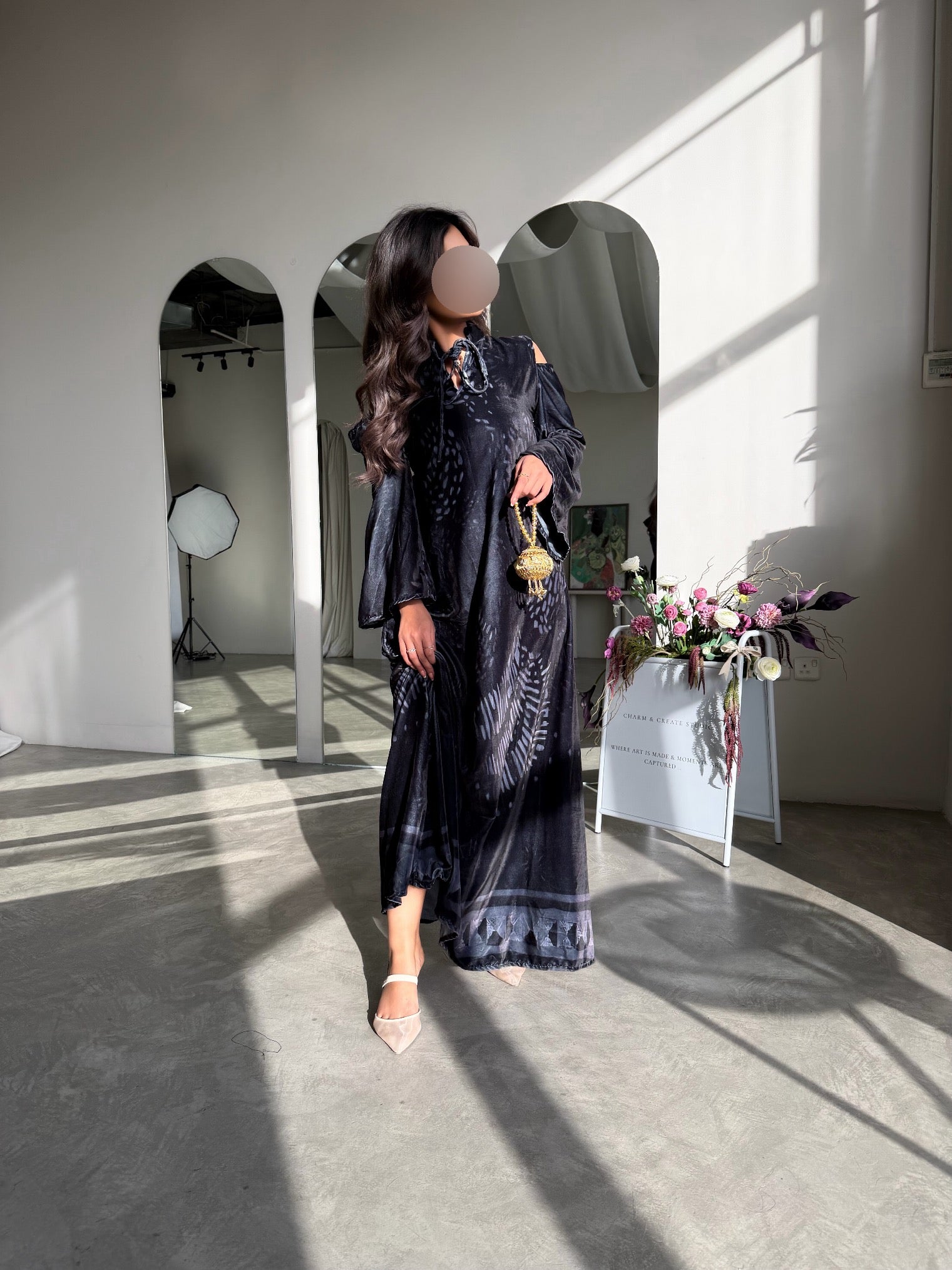 MWJ037 - جلابية مخمل طباعة - Aya