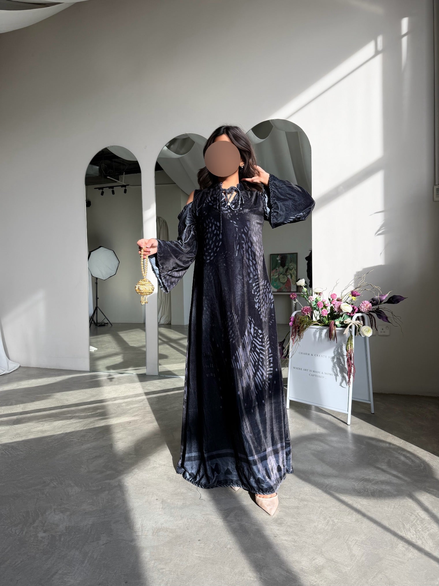 MWJ037 - جلابية مخمل طباعة - Aya