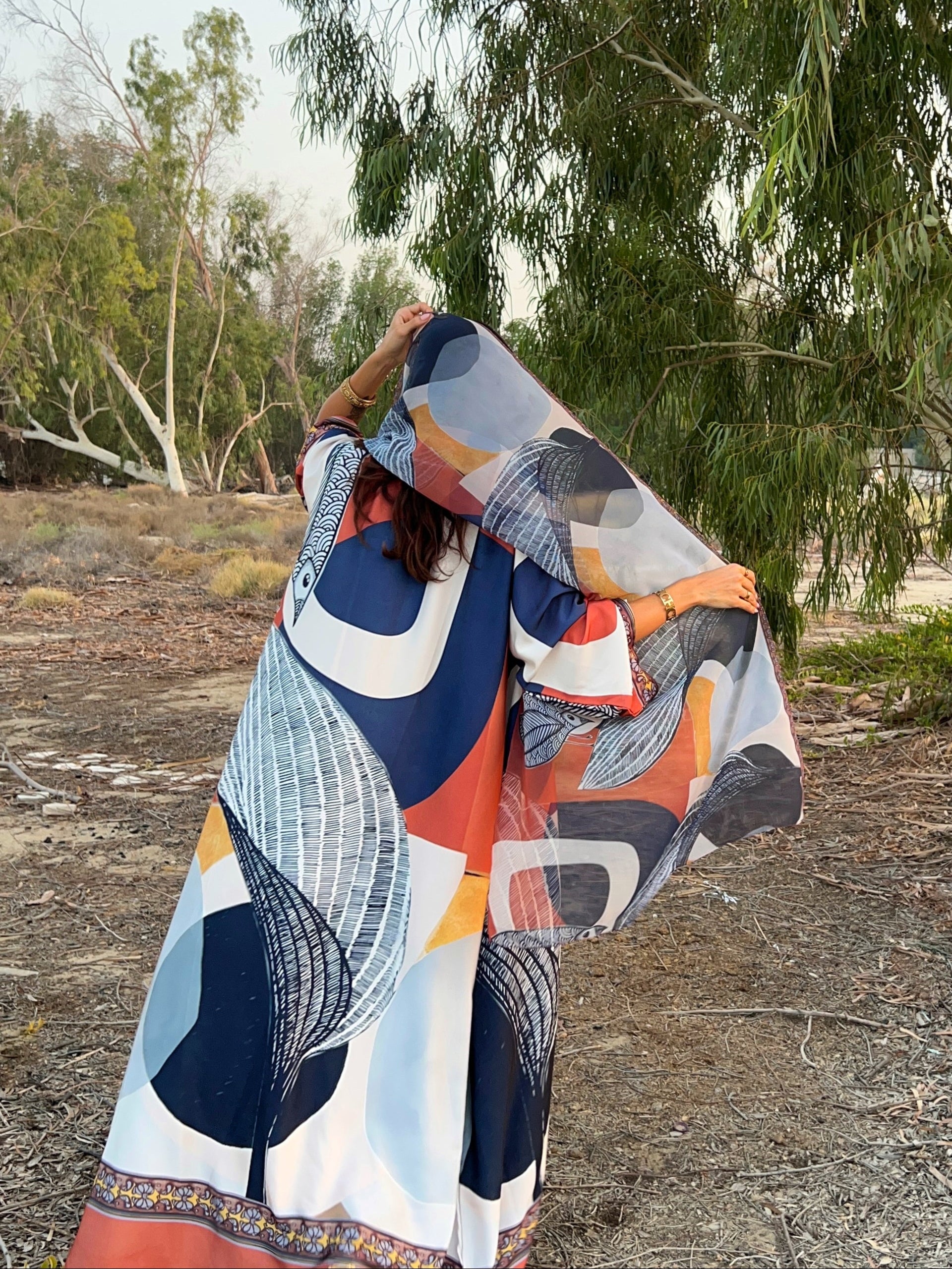 MW645 - Light Crepe Standing with Jacquard Half-Cloche