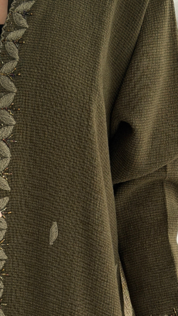 MW2053 - عباية لنن هندي قصه هينك تطريز يدوي - Aya