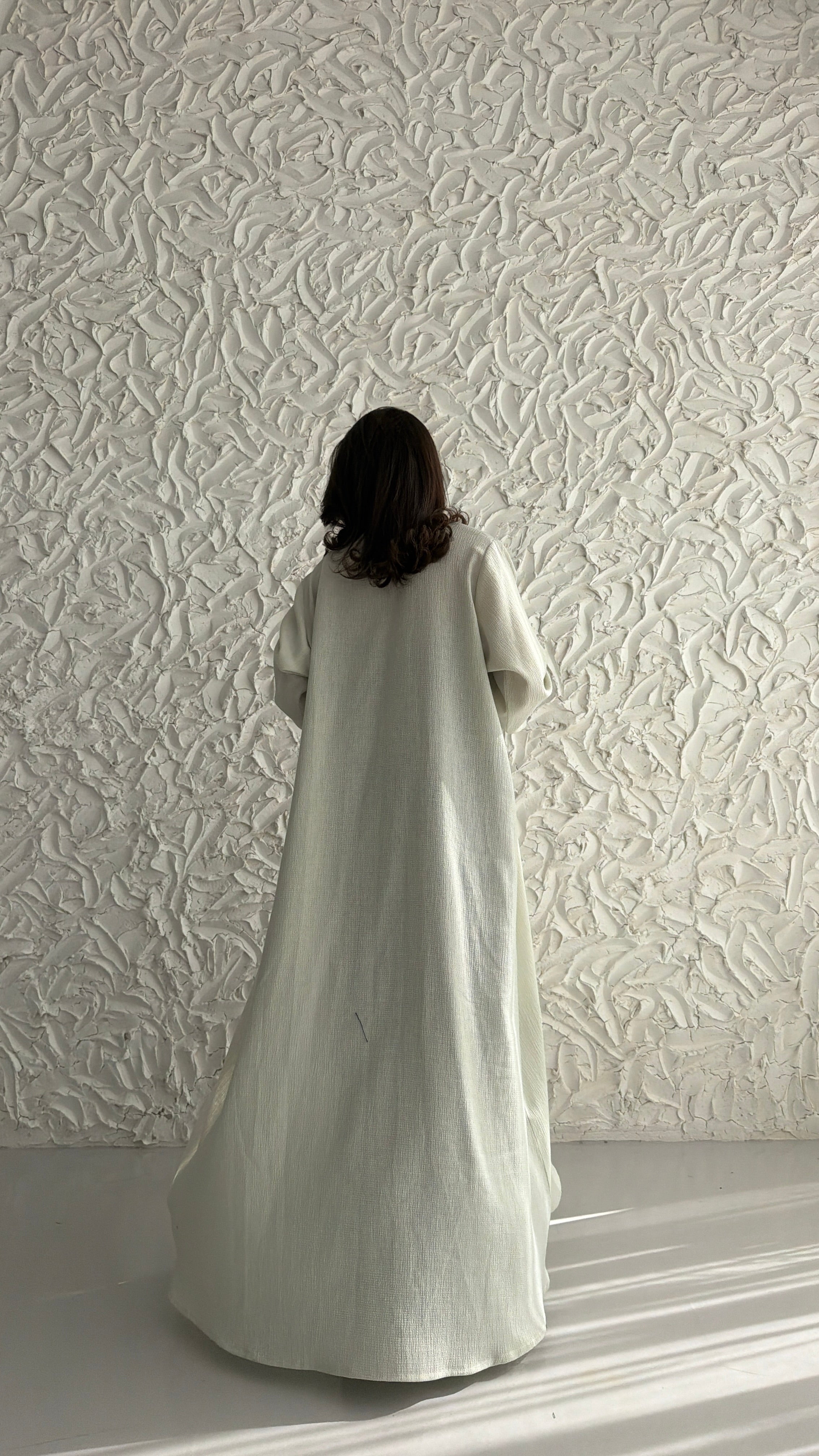 MW2054 - عباية لنن هندي قصه هينك تطريز يدوي - Aya