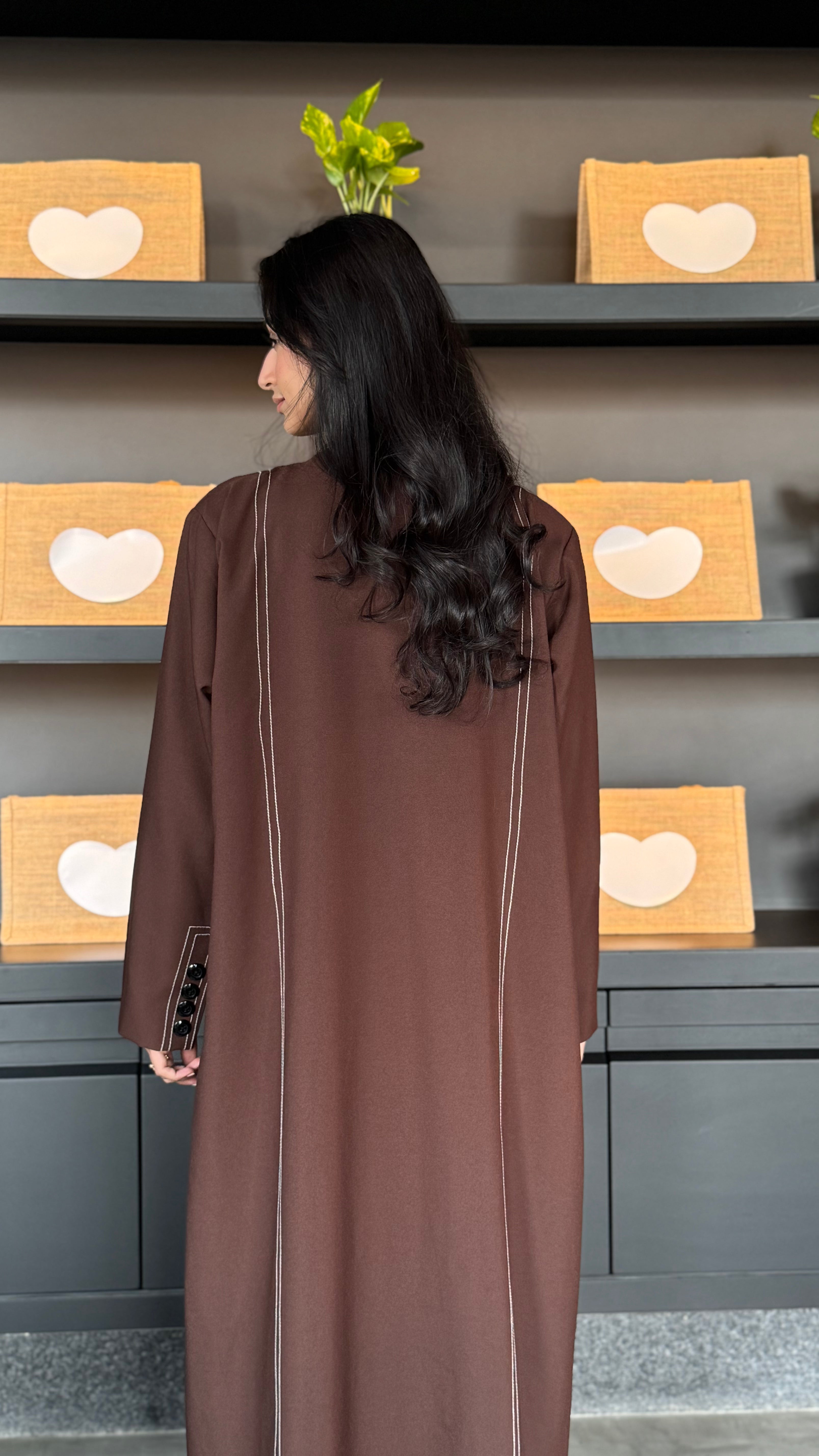 MWT323 - بليزر بني مقلم - Aya
