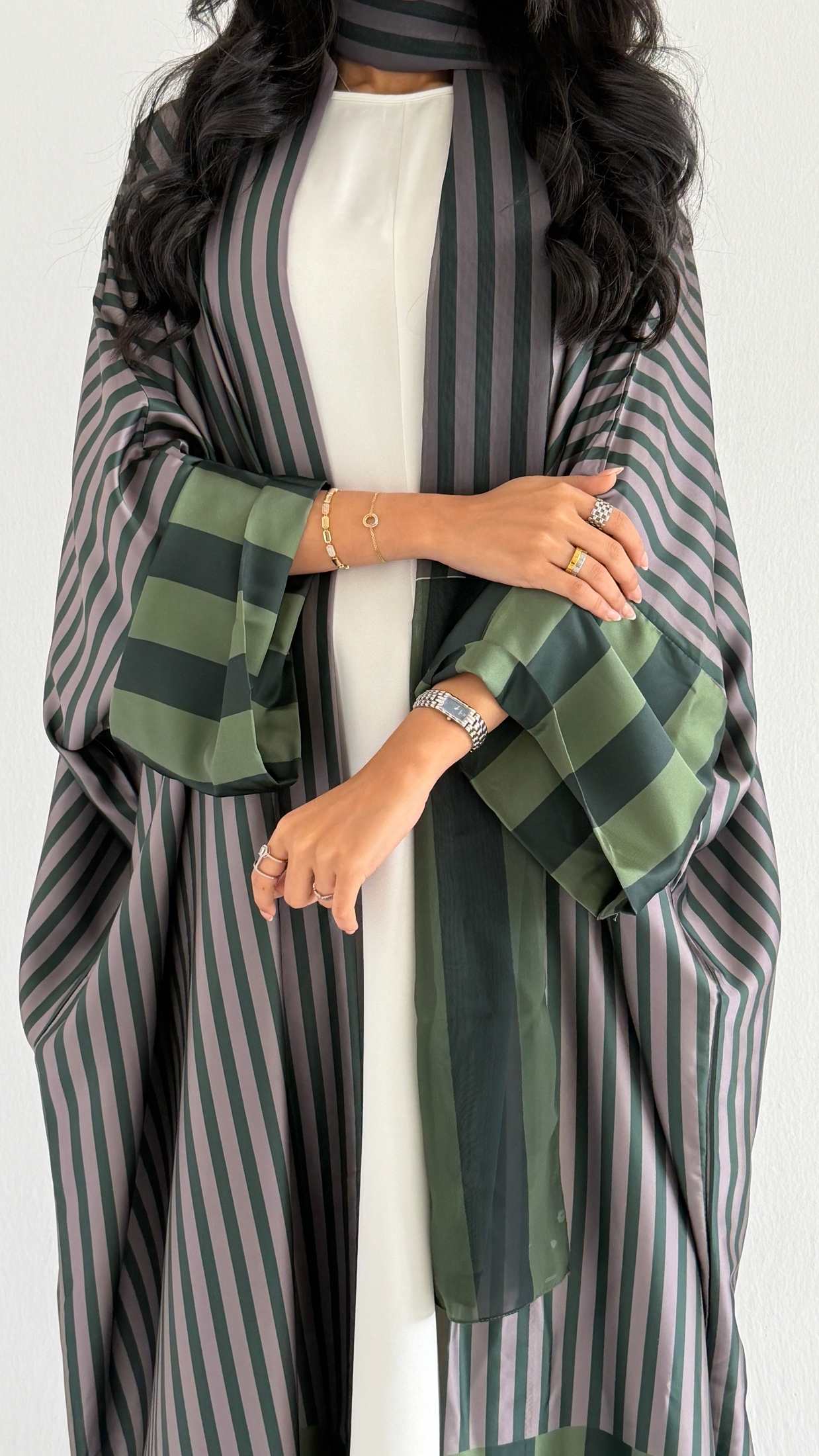 MWT1210 - عباية مخطط |striped abaya - Aya