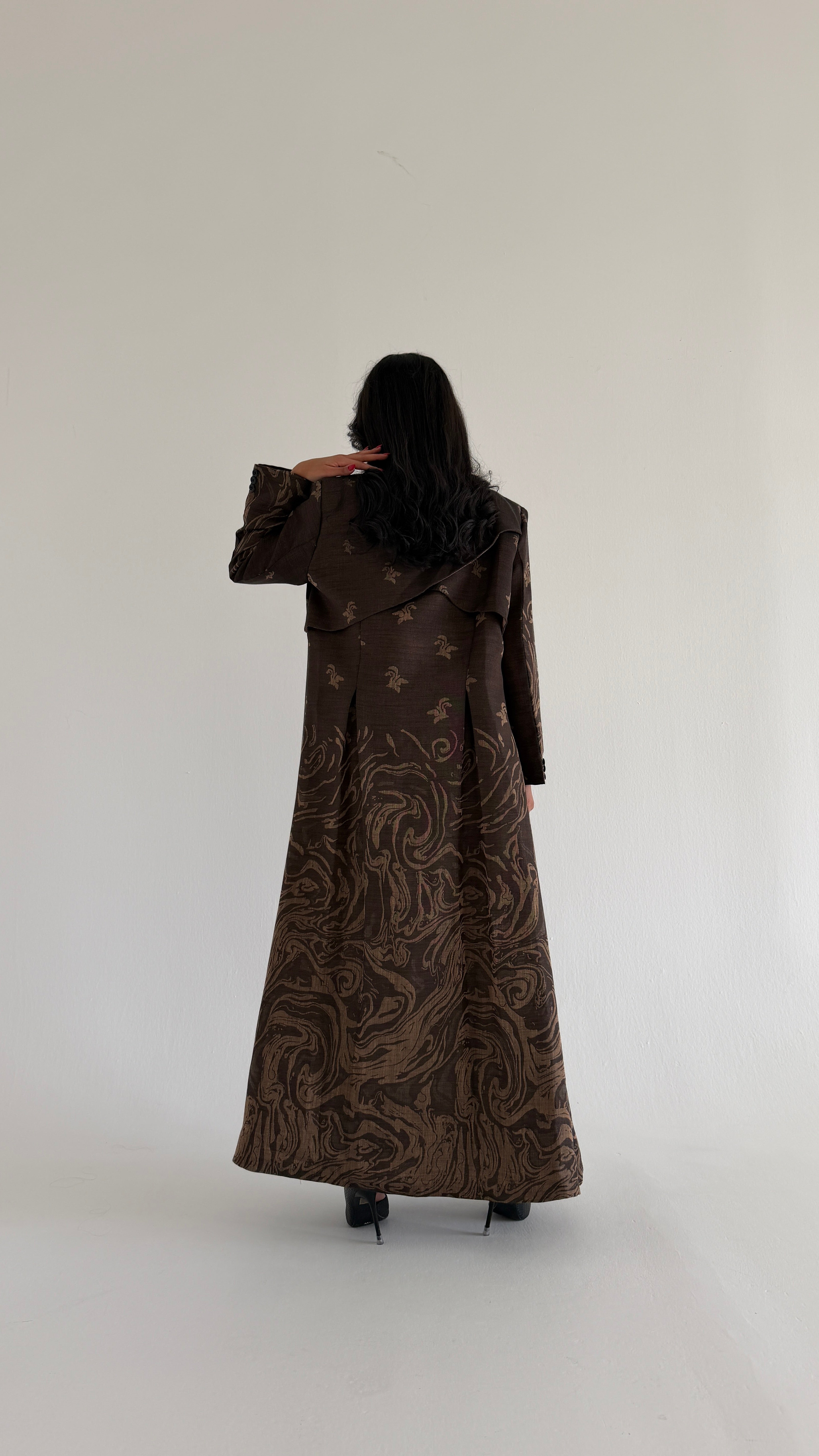 MW2052 -  عبايه لنن هندي مطبوع - Aya