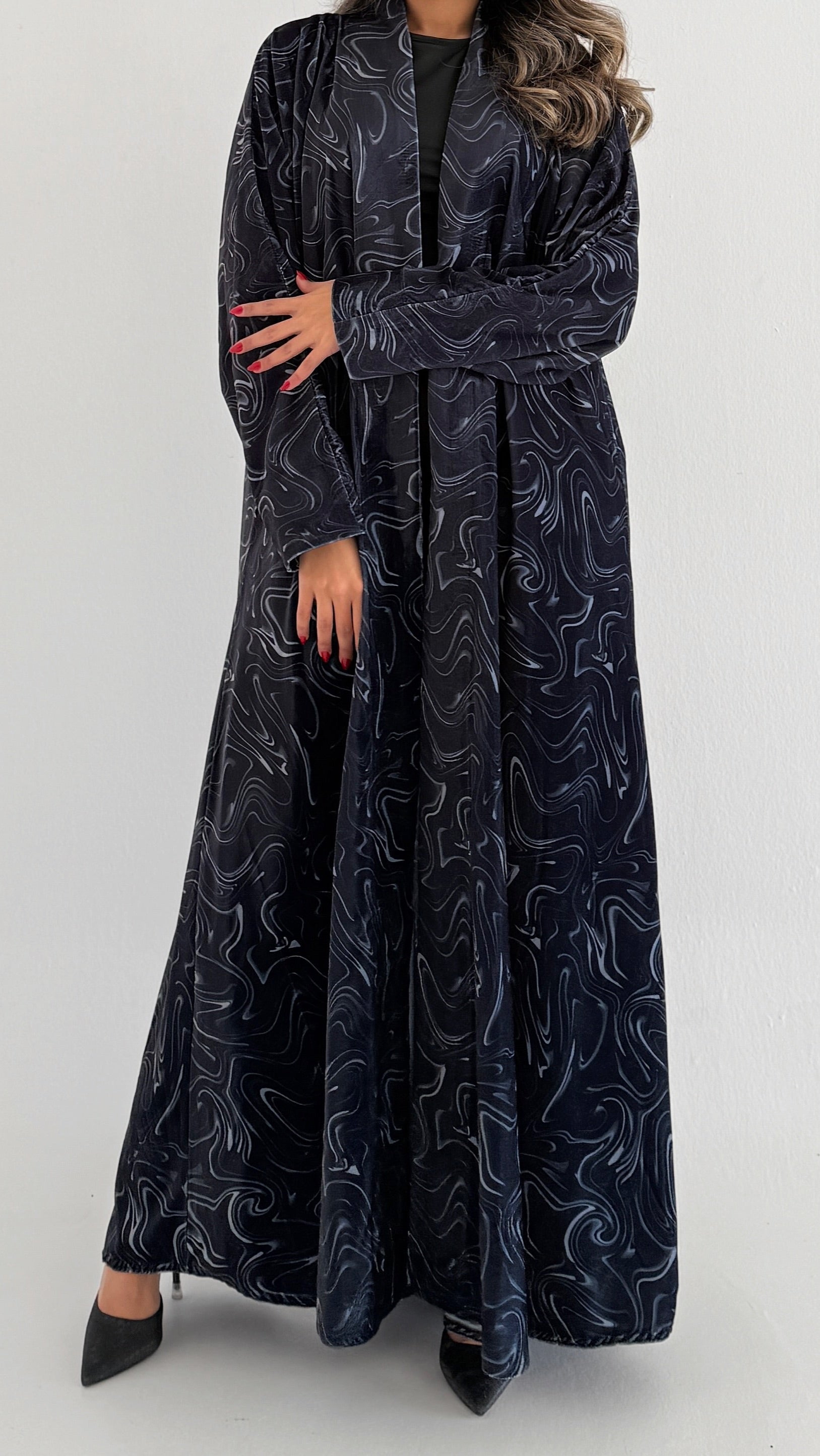 MWT762 - عباية مخمل برينت - Aya