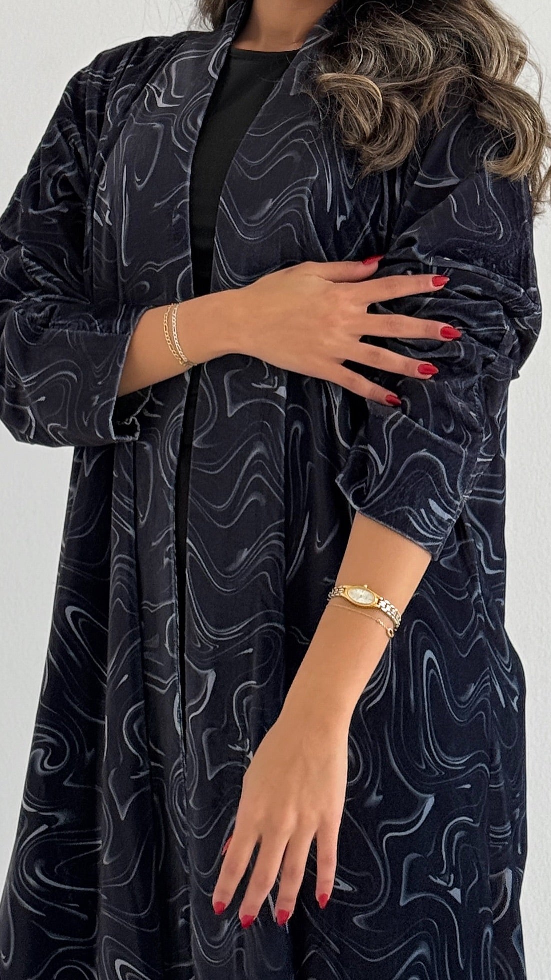 MWT762 - عباية مخمل برينت - Aya