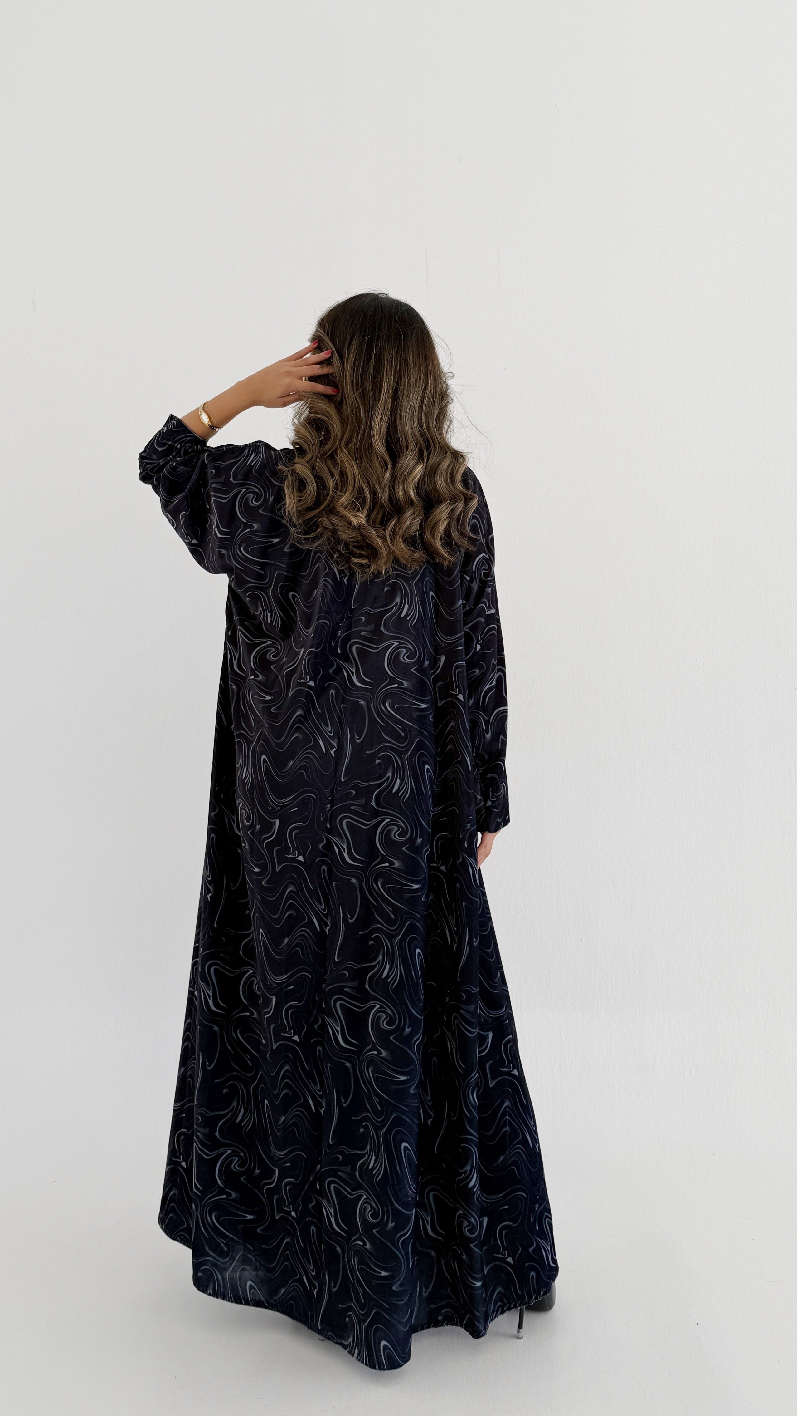 MWT762 - عباية مخمل برينت - Aya