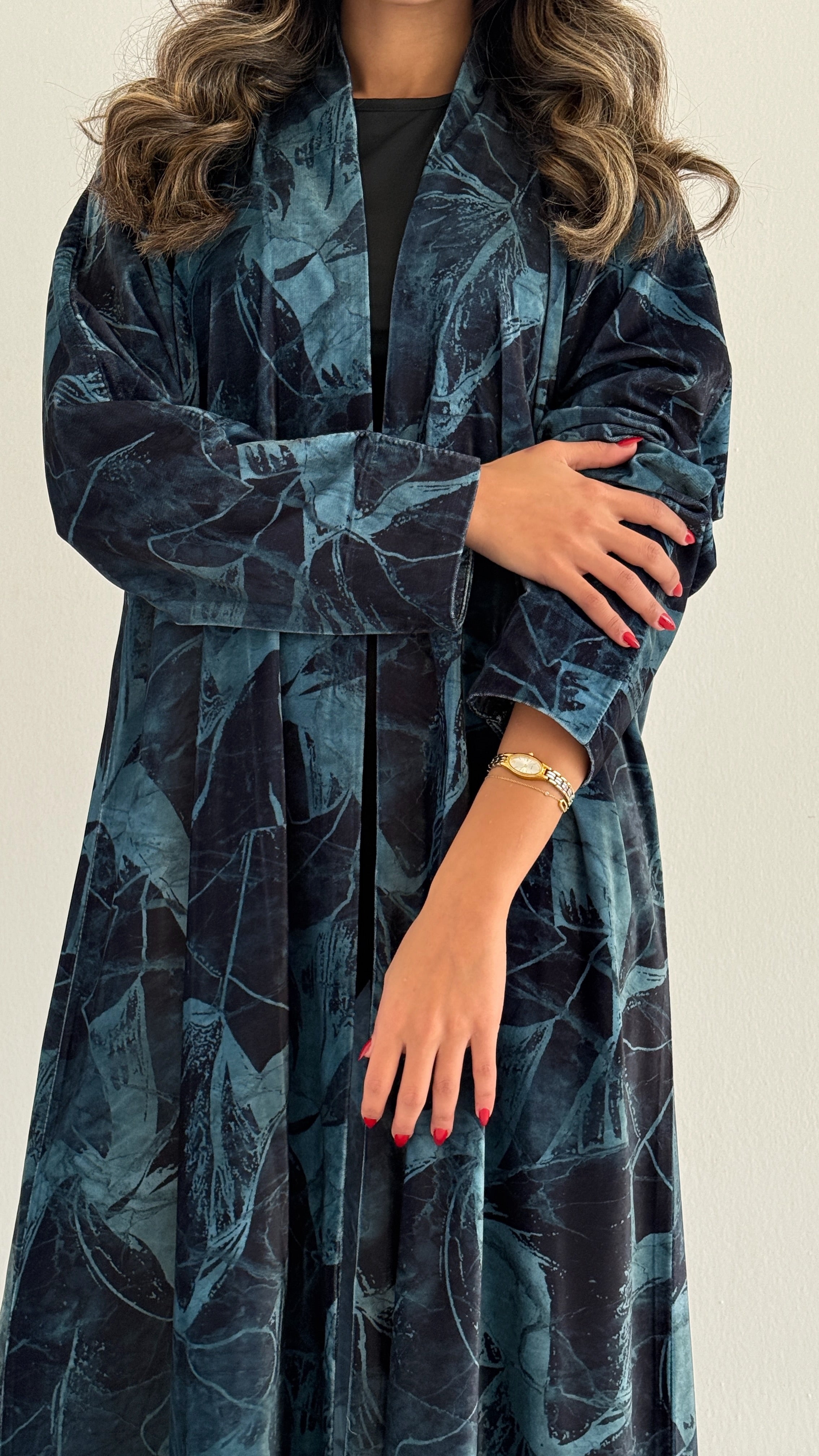 MWT764 - عباية مخمل برينت - Aya