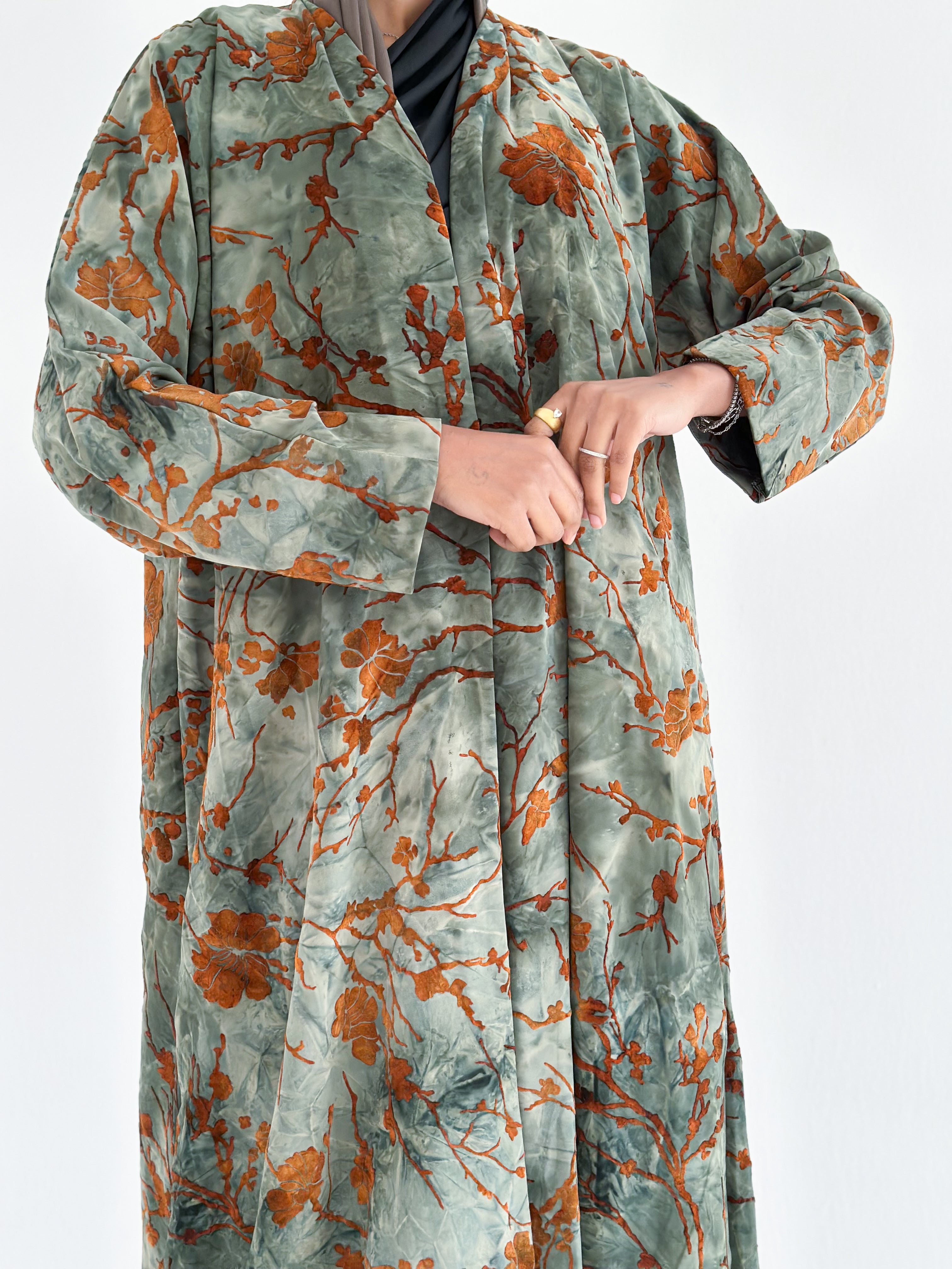 MWT610 - عبايه تولين اخضر - Aya