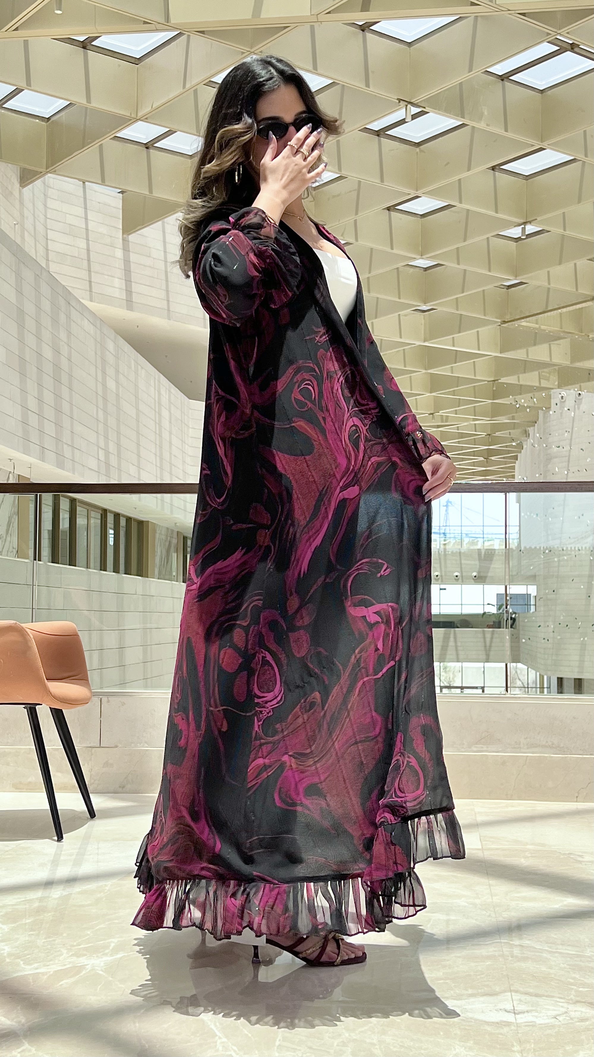 MW1623 -عباية شيفون-Chiffon Abaya