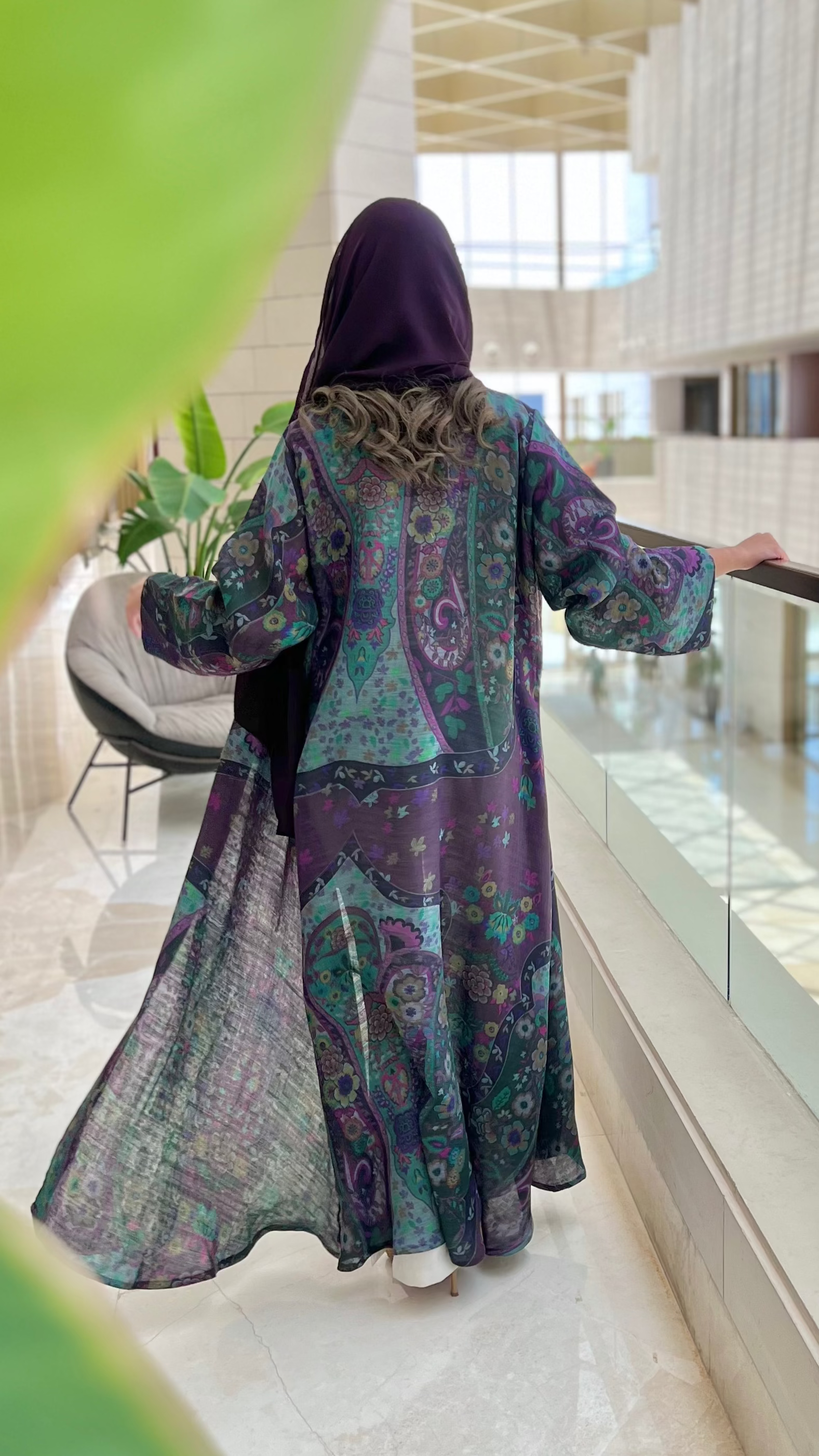 MW1627 - عباية لنن هندي -Indian Linen